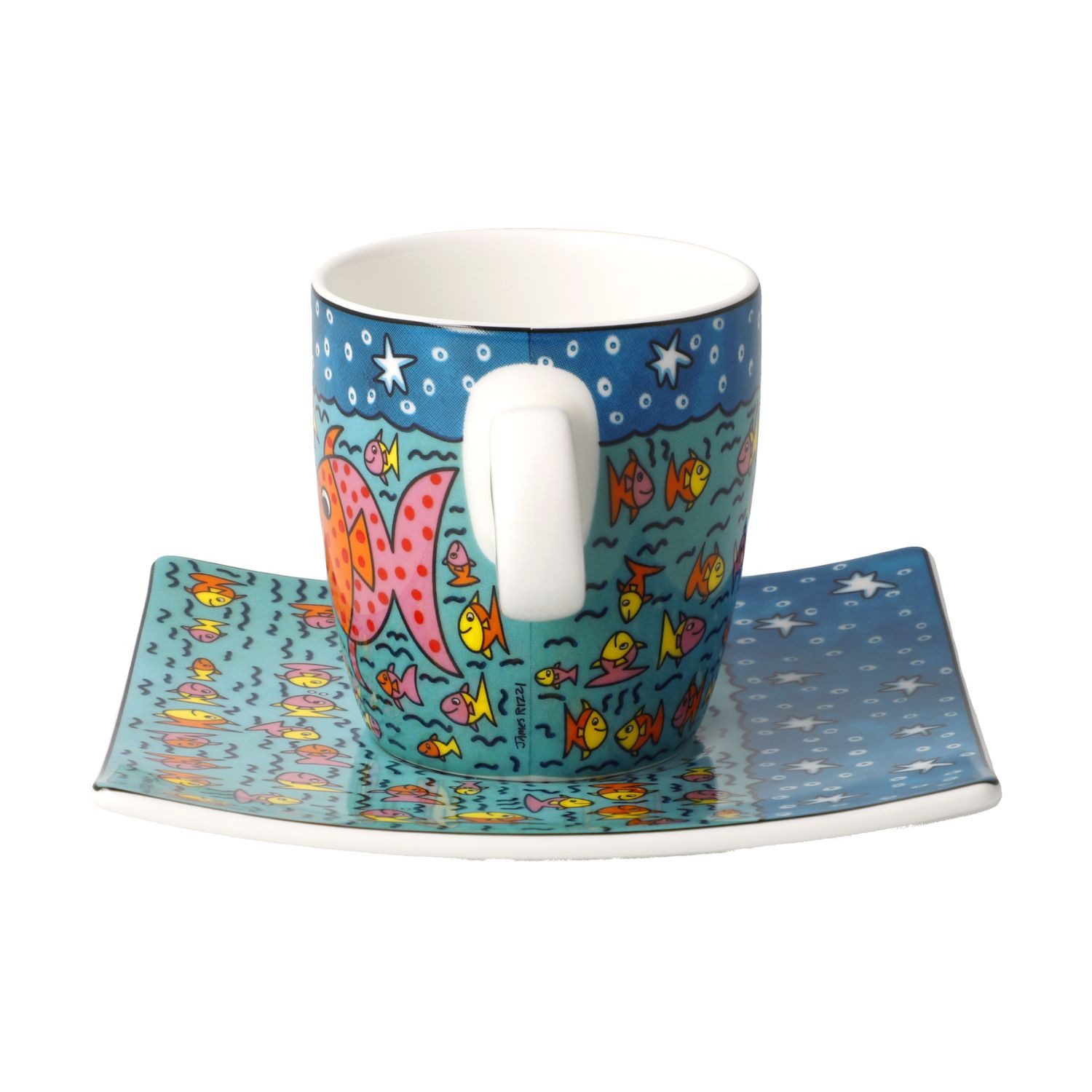 Goebel Espressotasse James Rizzi, Fine Bone China, in Geschenkbox, Bunt, Family of Fish, H: 6cm