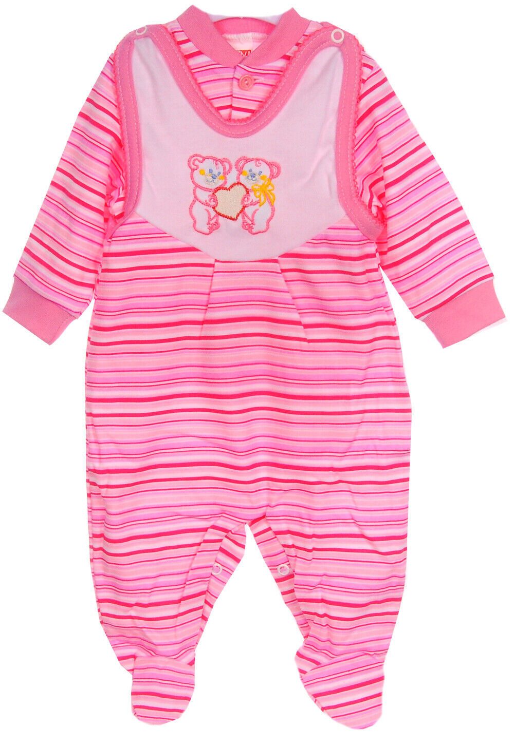 Strampler Baby Strampler und Hemdchen Set 56 62 68 in Pink gestreift aus reiner Baumwolle