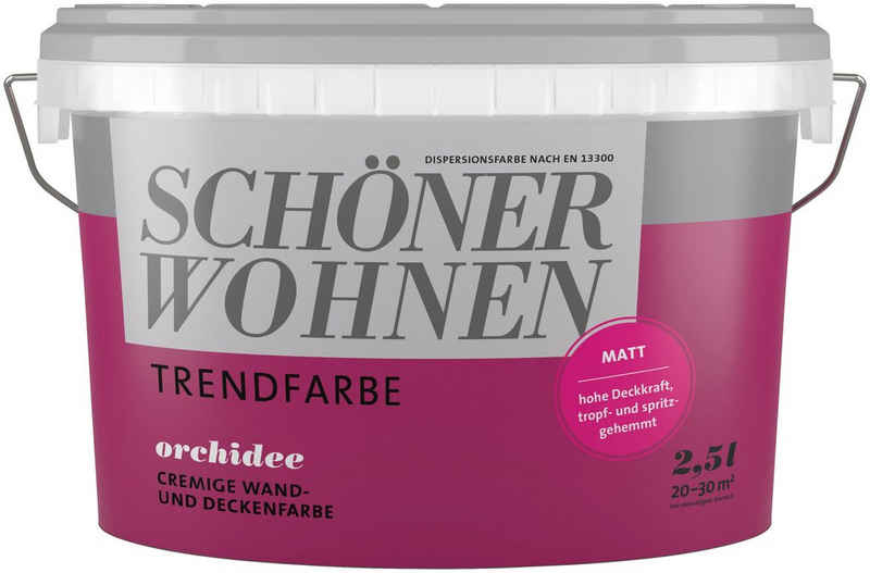 SCHÖNER WOHNEN-Kollektion Wand- und Deckenfarbe »Trendfarbe«, 2,5 Liter, Orchidee, hochdeckende Wandfarbe - für Allergiker geeignet