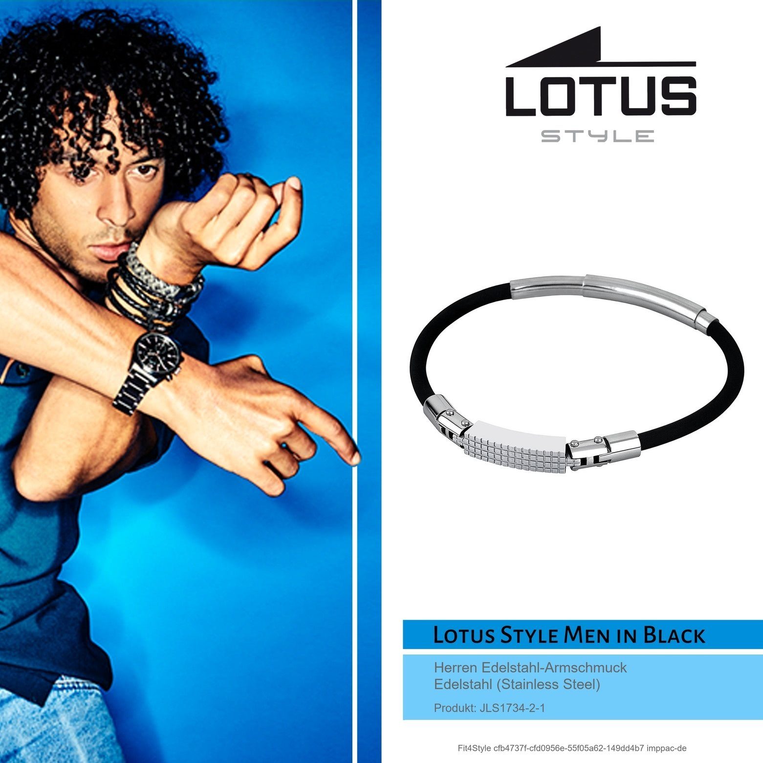 Style (Armband), Style Lotus schwarz (Stainless für Armband Armbänder LS1734-2/1 Edelstahlarmband Lotus Herren Edelstahl Steel)