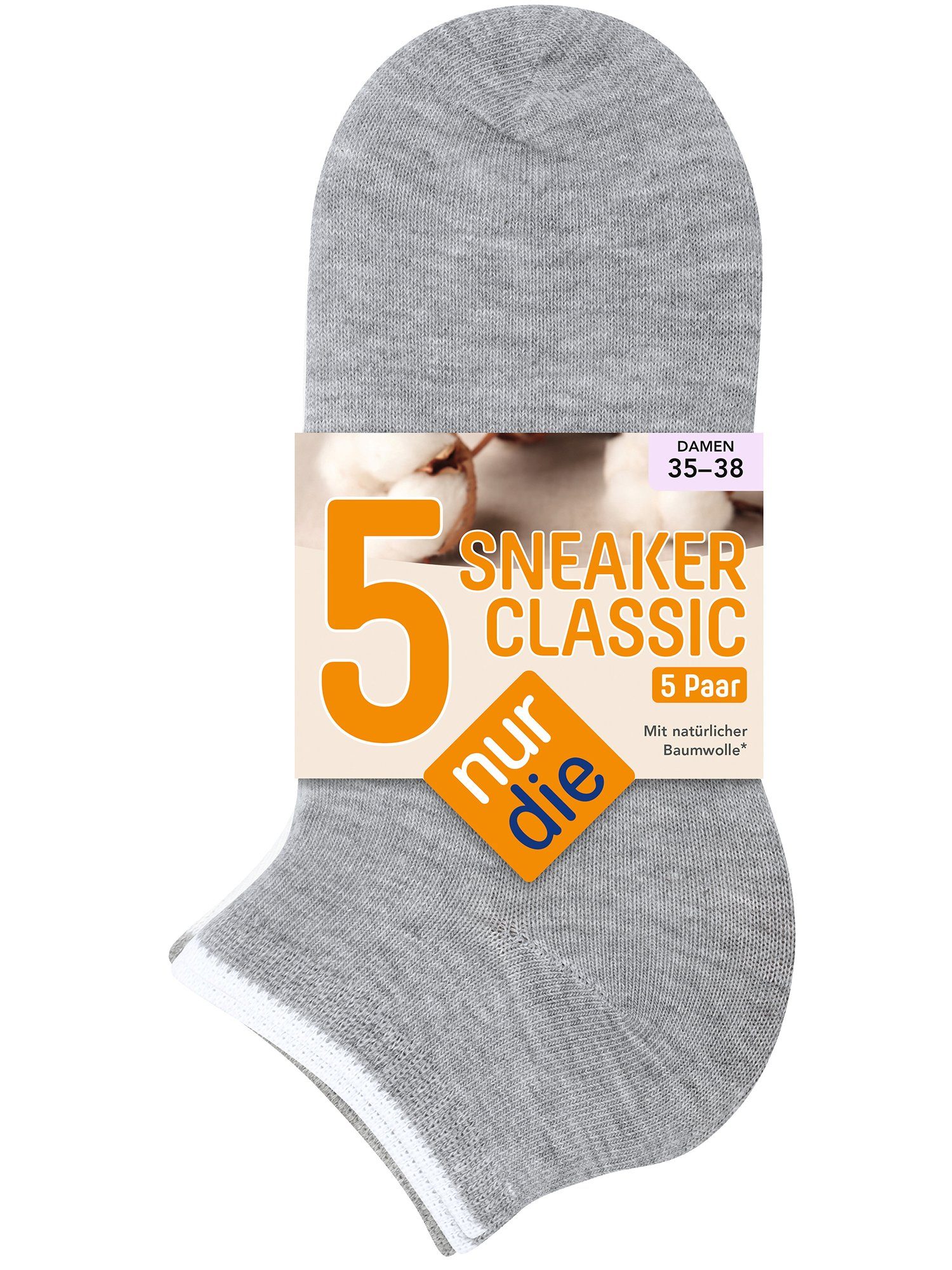 Nur Die Sneakersocken 5er-Pack Classic (5-Paar) grau/weiß