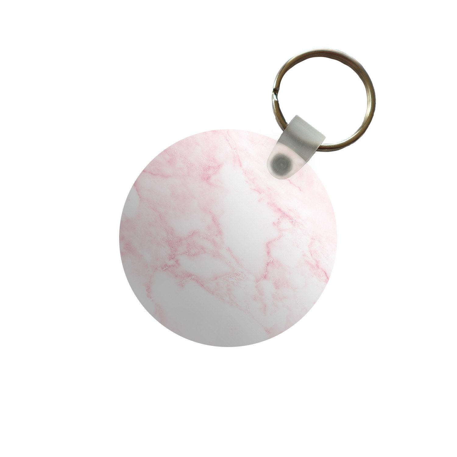 MuchoWow Schlüsselanhänger Marmor - Weiß - Rosa - Chic - Marmoroptik, Rund, Geschenk für Damen / Herren / Kinder mit Schlüsselring, 5x5 cm