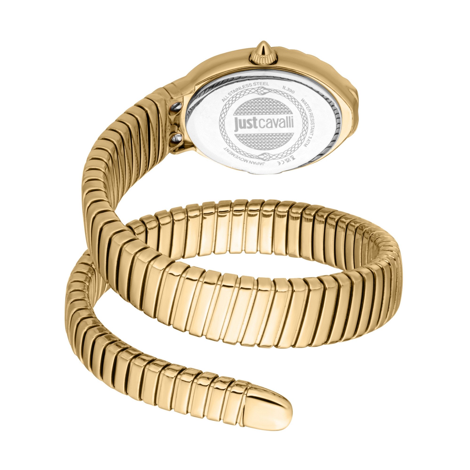 Just Cavalli Time Quarzuhr Signature Snake JC1L390M0035, Armbanduhr, Damenuhr, Edelstahlarmband, analog, Kristallsteine