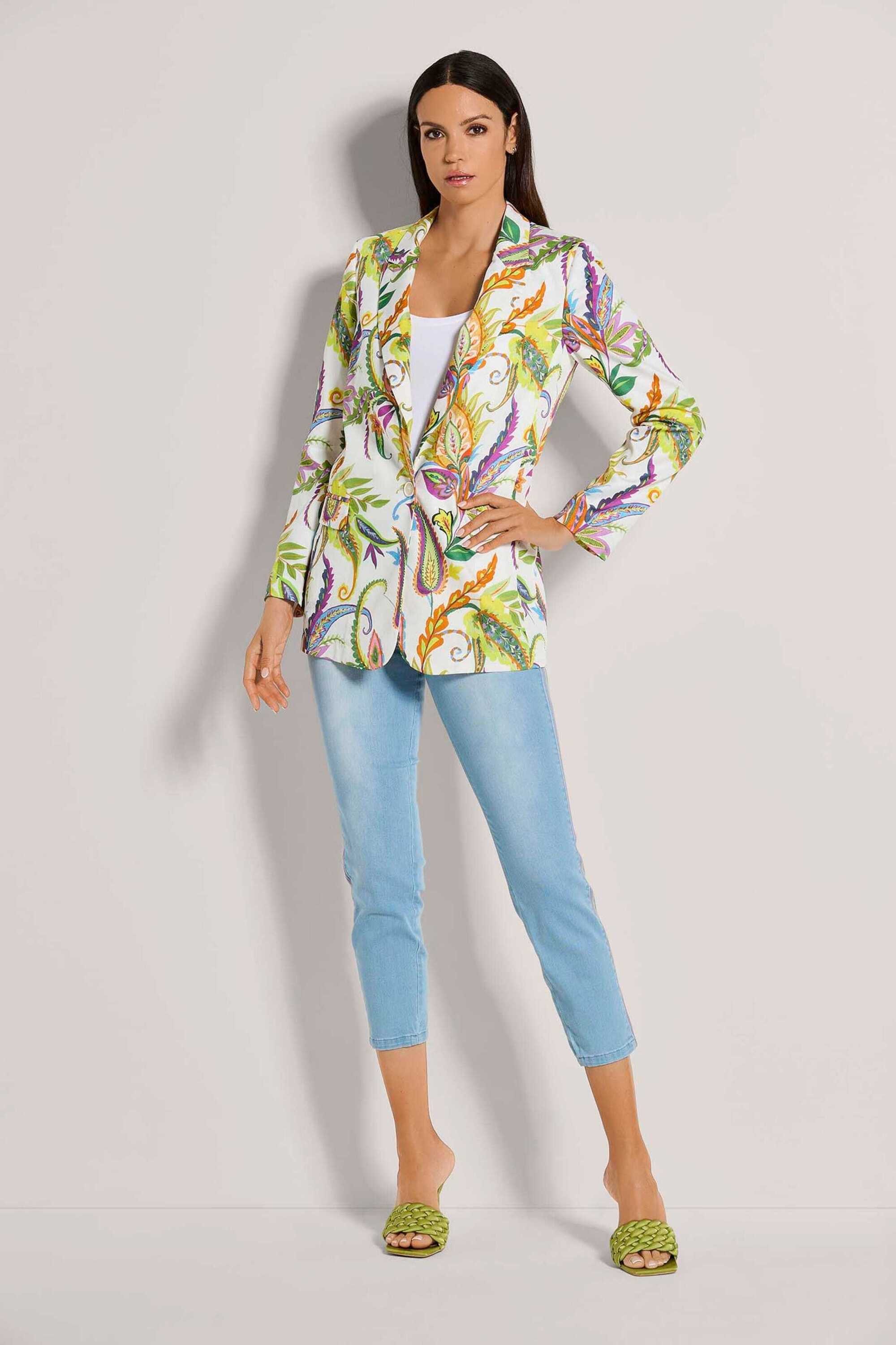 MADELEINE Kurzblazer Eleganter Damenblazer mit Reverskragen Langer Blazer aus Baumwolle mit Knopfverschluss
