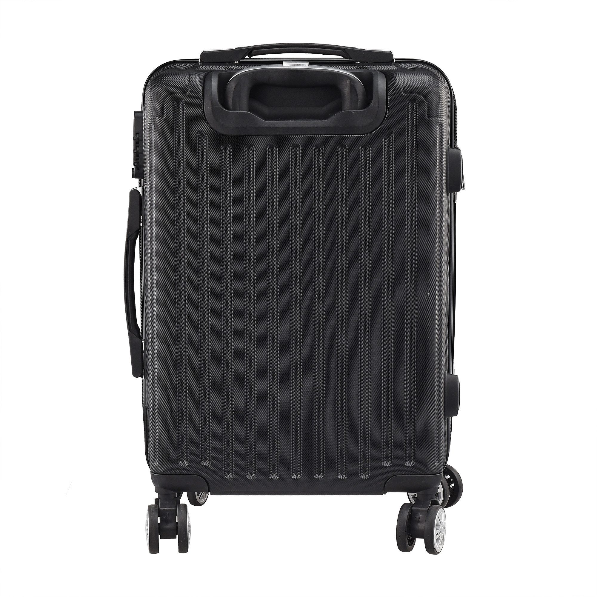 SEEZSSA Trolleyset Hartschalenkofferset Hartschale Reisekoffer 4 Rollen, 4 Rollen, (Set, 3 tlg), M-L-XL Kofferset,Schwarz – Stil D