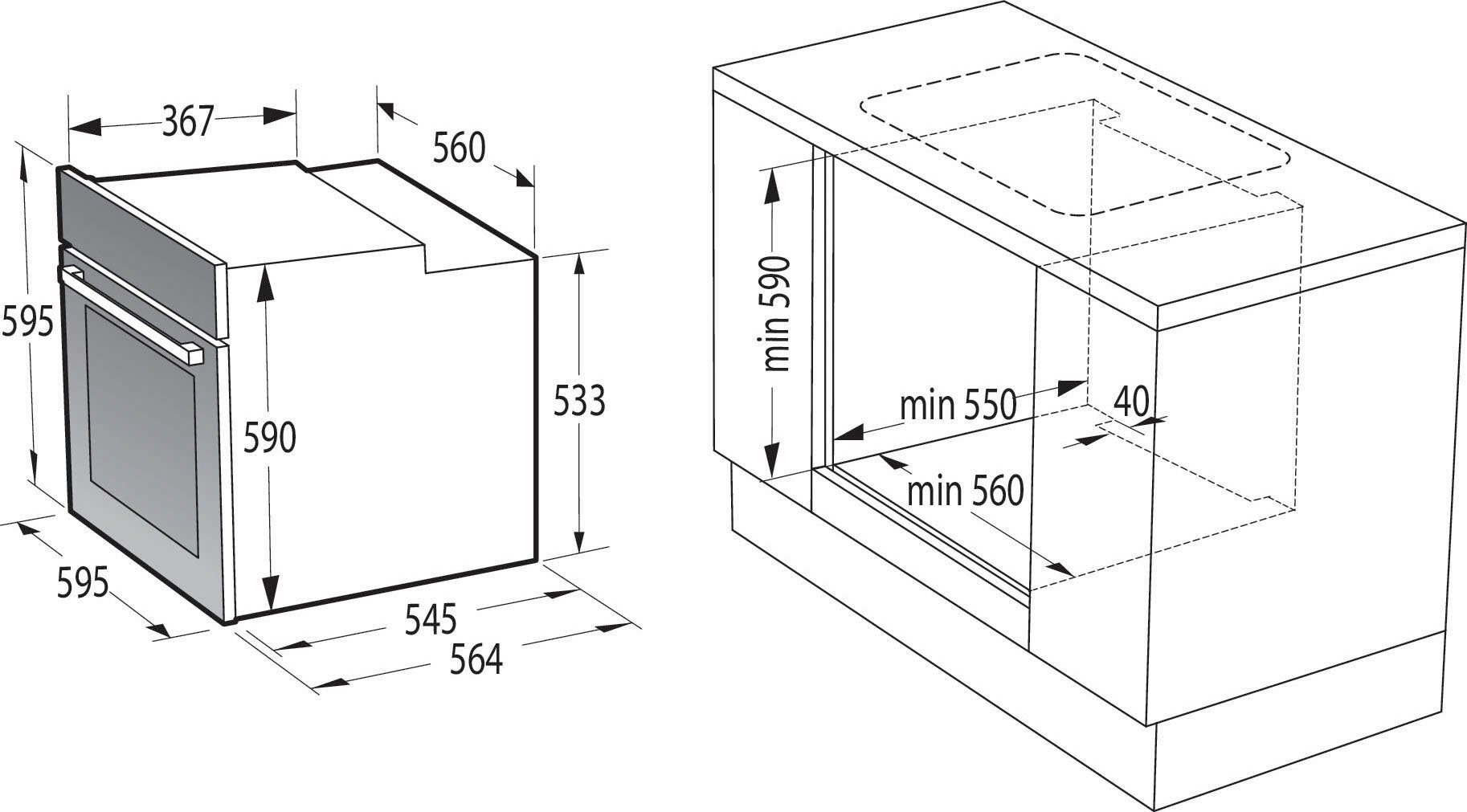 GORENJE Induktions Herd-Set Black Set 5 Induktion, mit 1-fach-Teleskopauszug, Aqua Clean