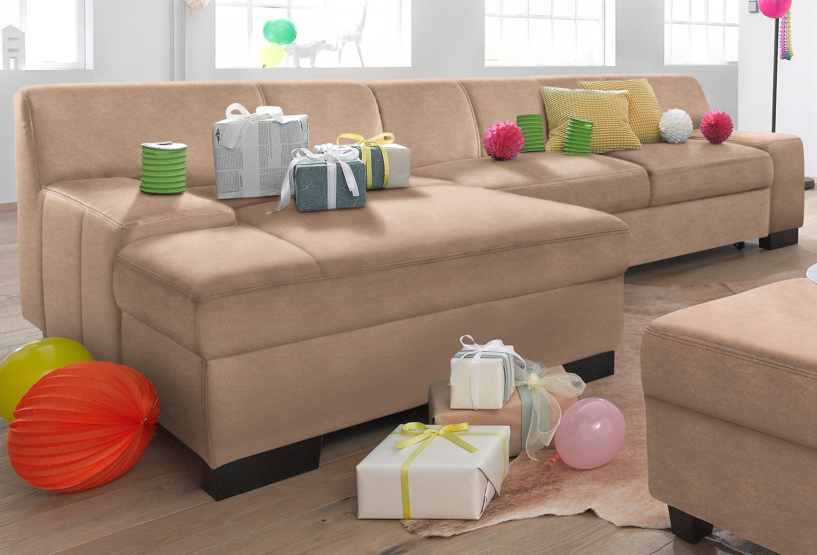 DOMO collection Ecksofa "Norma Top, elegant und modern, flache Armlehnen, k günstig online kaufen