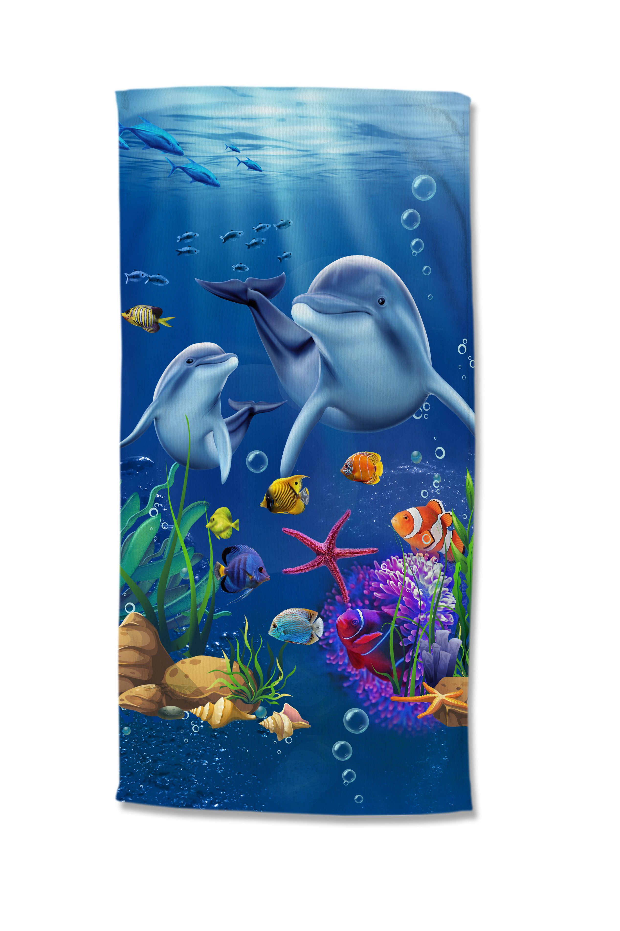 good morning Strandtuch Strandtuch 75x150 cm Frottee Mare Delfine / Meer blau, Frottee (Spar Set, 1-St), 1 x Strandtuch Good Morning 75x150 cm blau