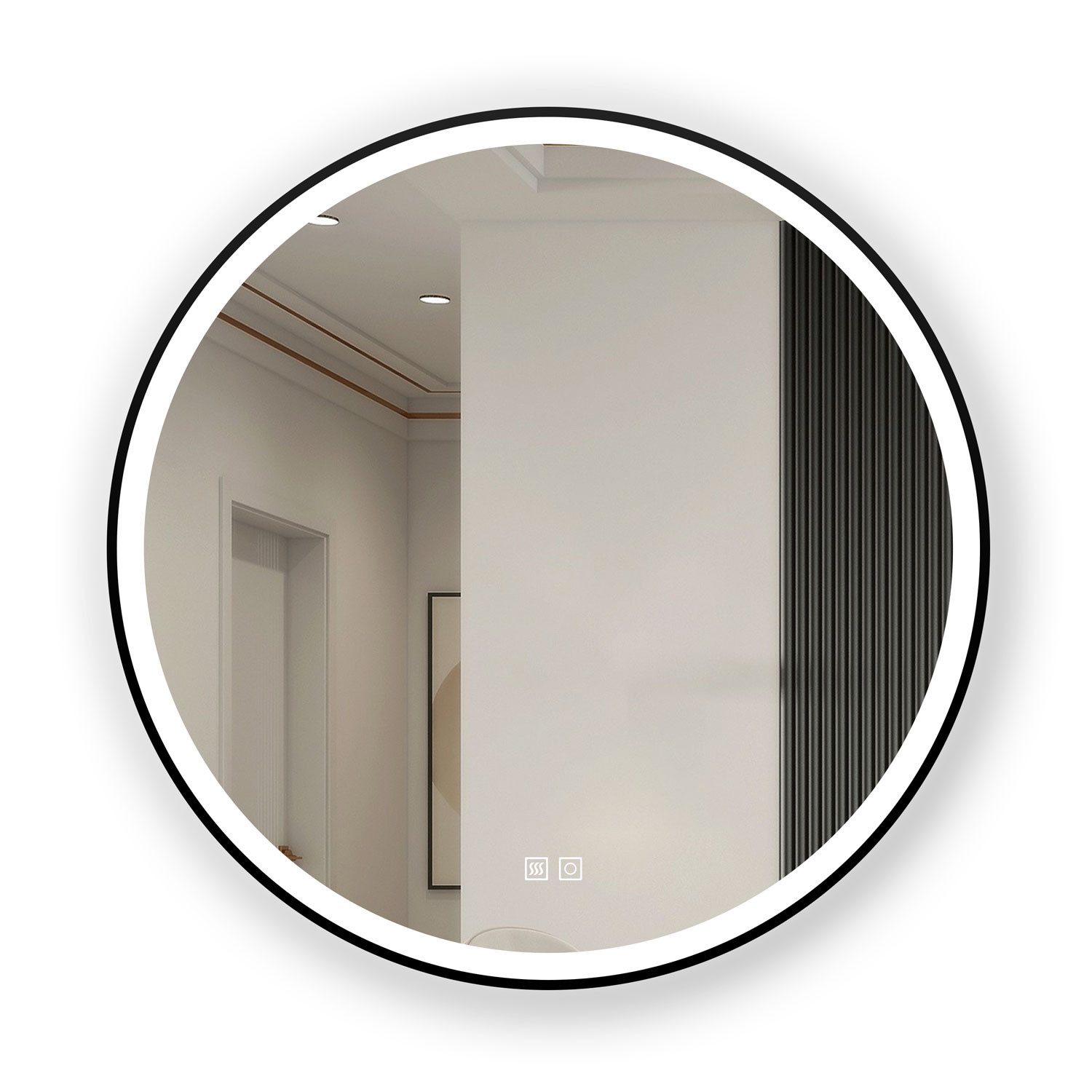 duschspa Badspiegel Badezimmerspiegel Rund Spiegel mit LED Beleuchtung, Φ 40/50/60/70/80/90/100 cm