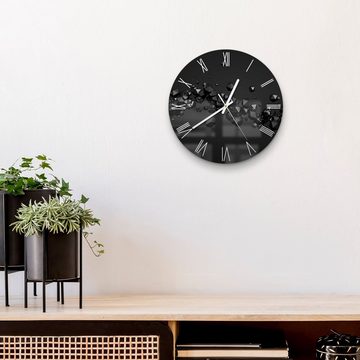 DEQORI Wanduhr 'Geometrische Kometen' (Glas Glasuhr modern Wand Uhr Design Küchenuhr)