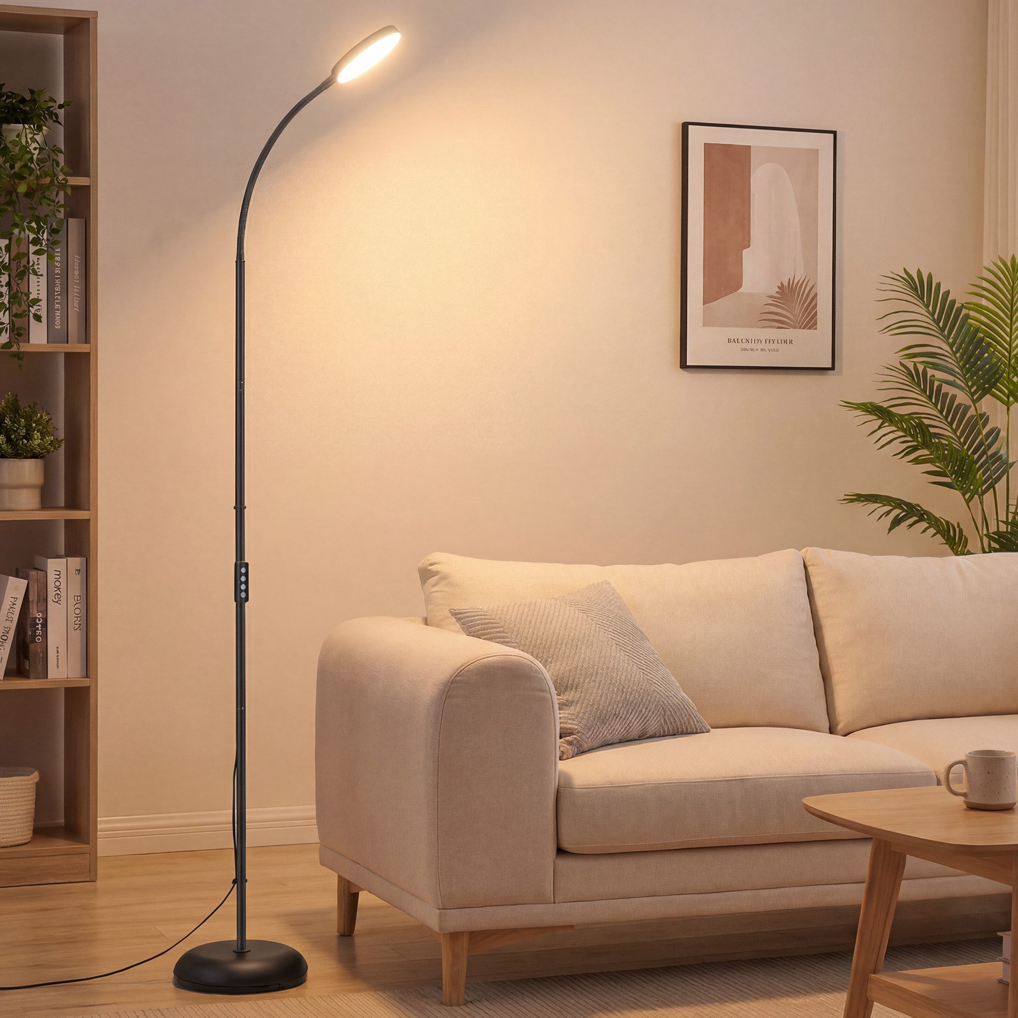 VASAGLE Stehlampe Stehleuchte, Leselampe, Timer- und Memory-Funktion, für Wohnzimmer, Schlanke LED Leselampe Stehend, 22 x 22 x 170 cm