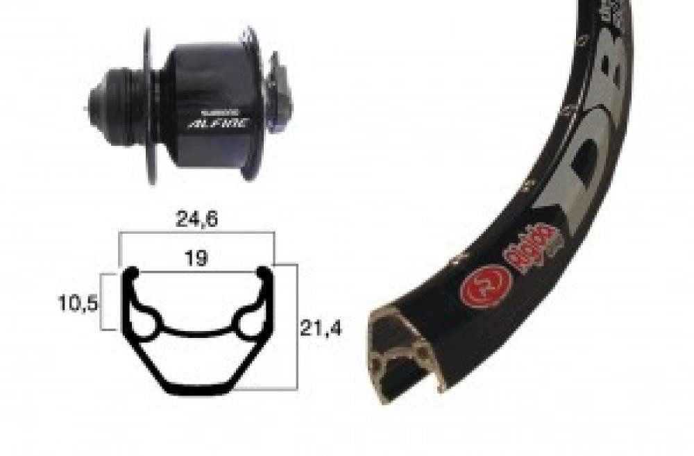 BikeParts Laufrad Bike-Parts Vorderrad 28 Zoll Nabendynamo Alfine Centerlock schwarz 36-