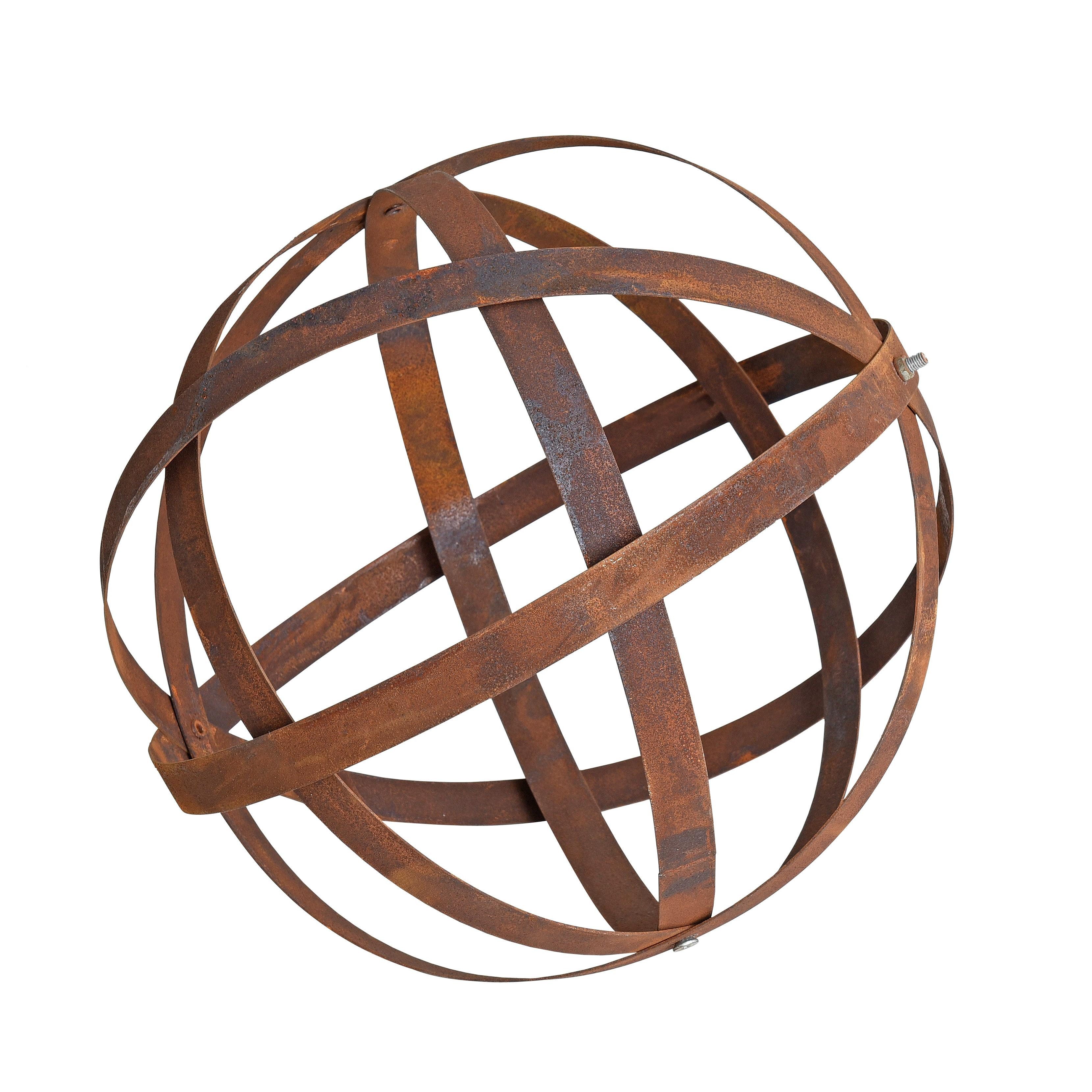 ESTEXO Dekokugel Gartenkugel Edelrost 30 cm Kugel Gartendeko Rost Metallband Eisen De