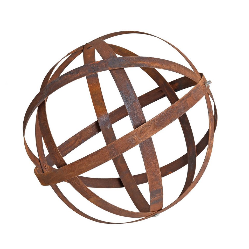 ESTEXO Dekokugel Gartenkugel Edelrost 30 cm Kugel Gartendeko Rost Metallband Eisen De