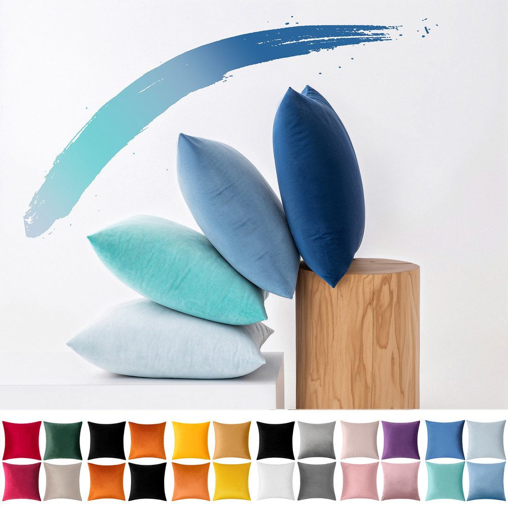 Sunicol Kissenbezug 4er Set SAMT Kissenhülle, 45x45 cm, mit Verstecktem Reißverschluss, Sofakissen Lendenkissen Wurfkissenbezug, für Sofa Schlafzimmer