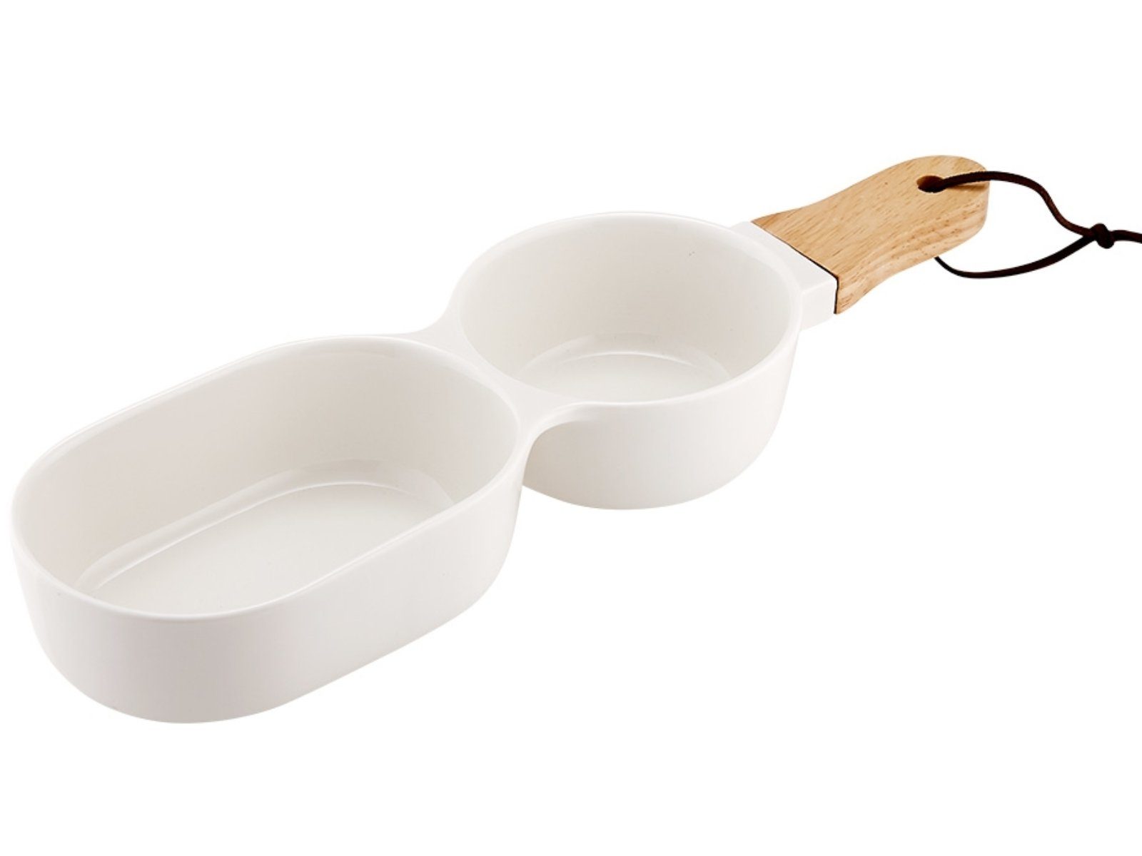 Ladelle Servierschüssel CLASSIC Servier-Stick weiss 2tlg., Porzellan / Gummibaumholz, (Servier-Sticks), Classic 2 Part White Serve Stick 34.5x9.5x4.8cm