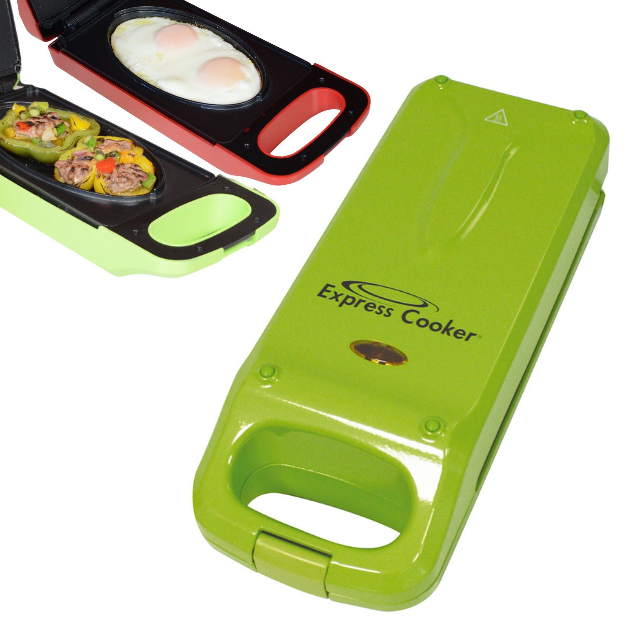 Best Direct® Kontaktgrill Express Cooker®, 800 W, Antihaft-Oberfläche, Ober-Unterhitze, 3in1 - Toasten, Backen, Grillen grün