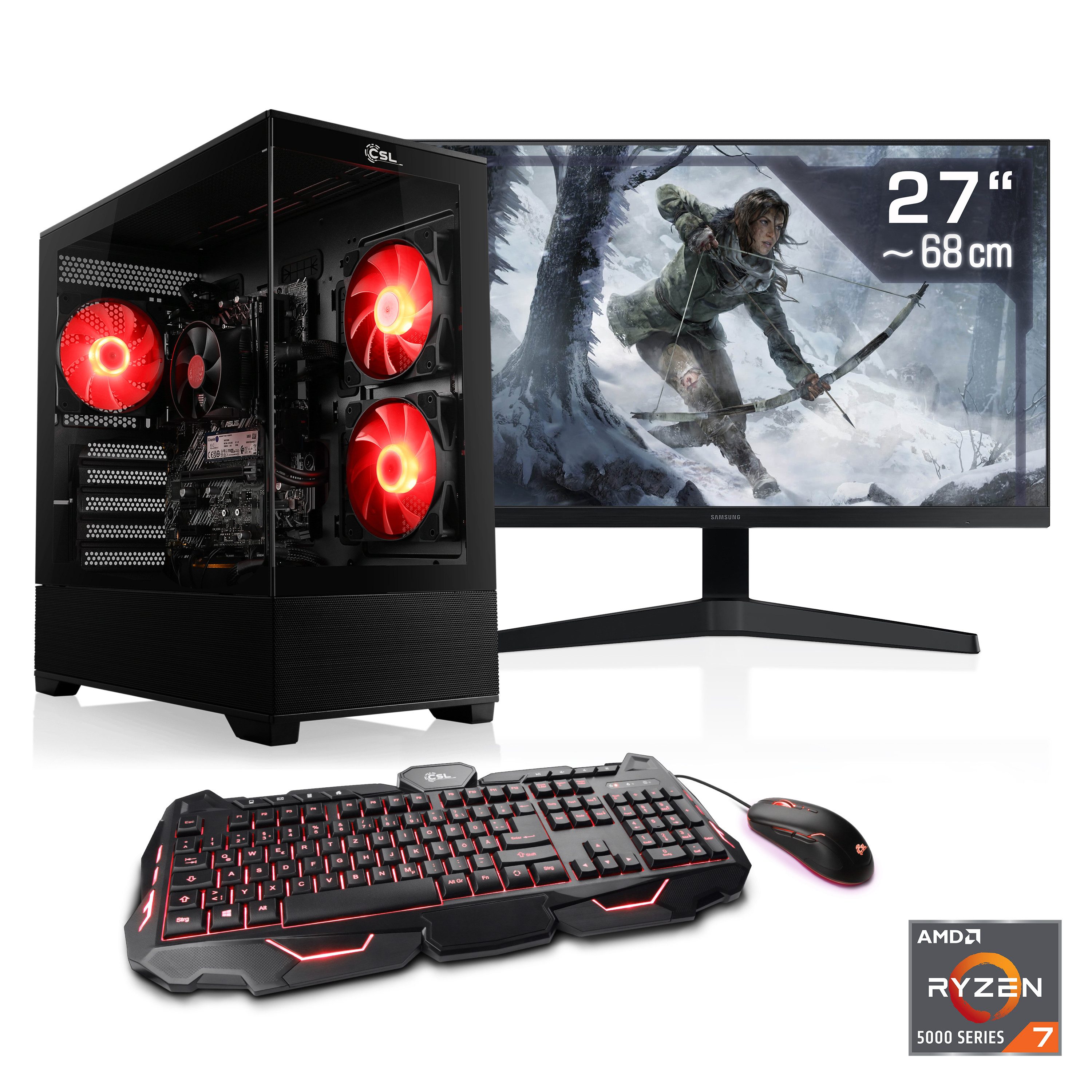 CSL AeroVision V24415 Gaming-PC-Komplettsystem (27", AMD Ryzen 7 5700G, AMD Ryzen 7, 64 GB RAM, 2000 GB SSD)