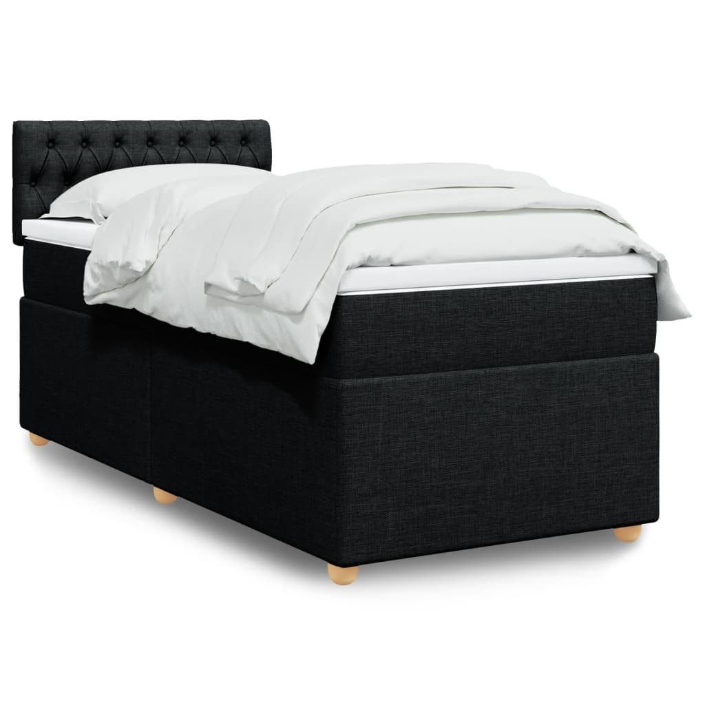 furnicato Bettgestell Boxspringbett Schwarz 200x90x100,5 cm mit LED-Beleuchtung und Matratze (1-tlg), Schlafsystem mit einstellbaren Lichtmodi und waschbarem Bezug