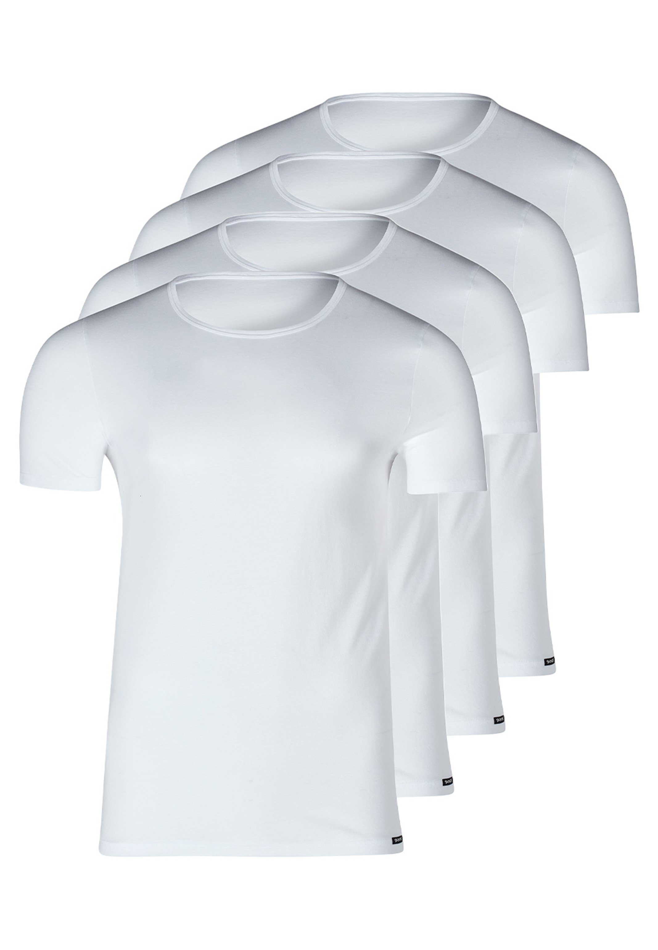 Skiny Unterhemd 4er Pack Unterhemd / Shirt Kurzarm (Spar-Set, 4-St) Unterhemd / Shirt Kurzarm - Baumwolle - T-Shirt mit Rundhalsausschnitt Weiß