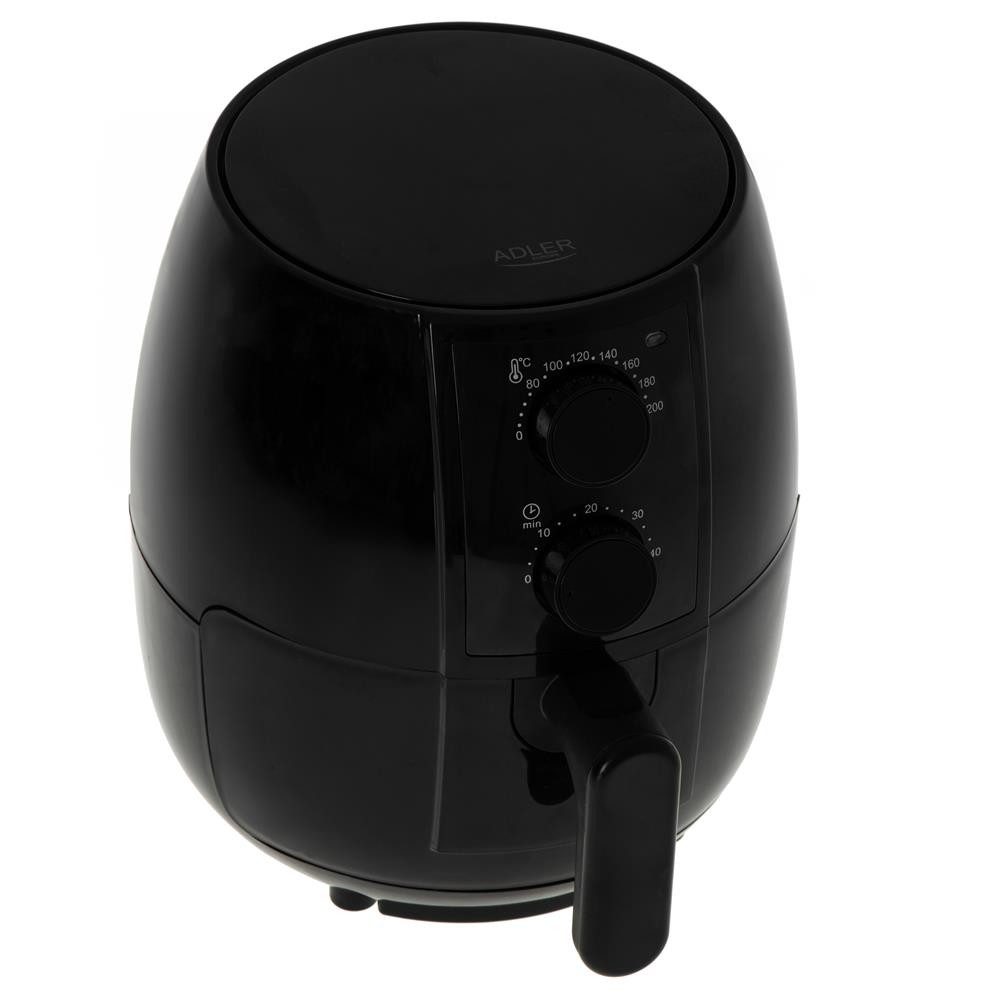 Adler Heißluftfritteuse, 1600 W, Airfryer, 2,5 Liter, Fritteuse ohne Öl, schwarz
