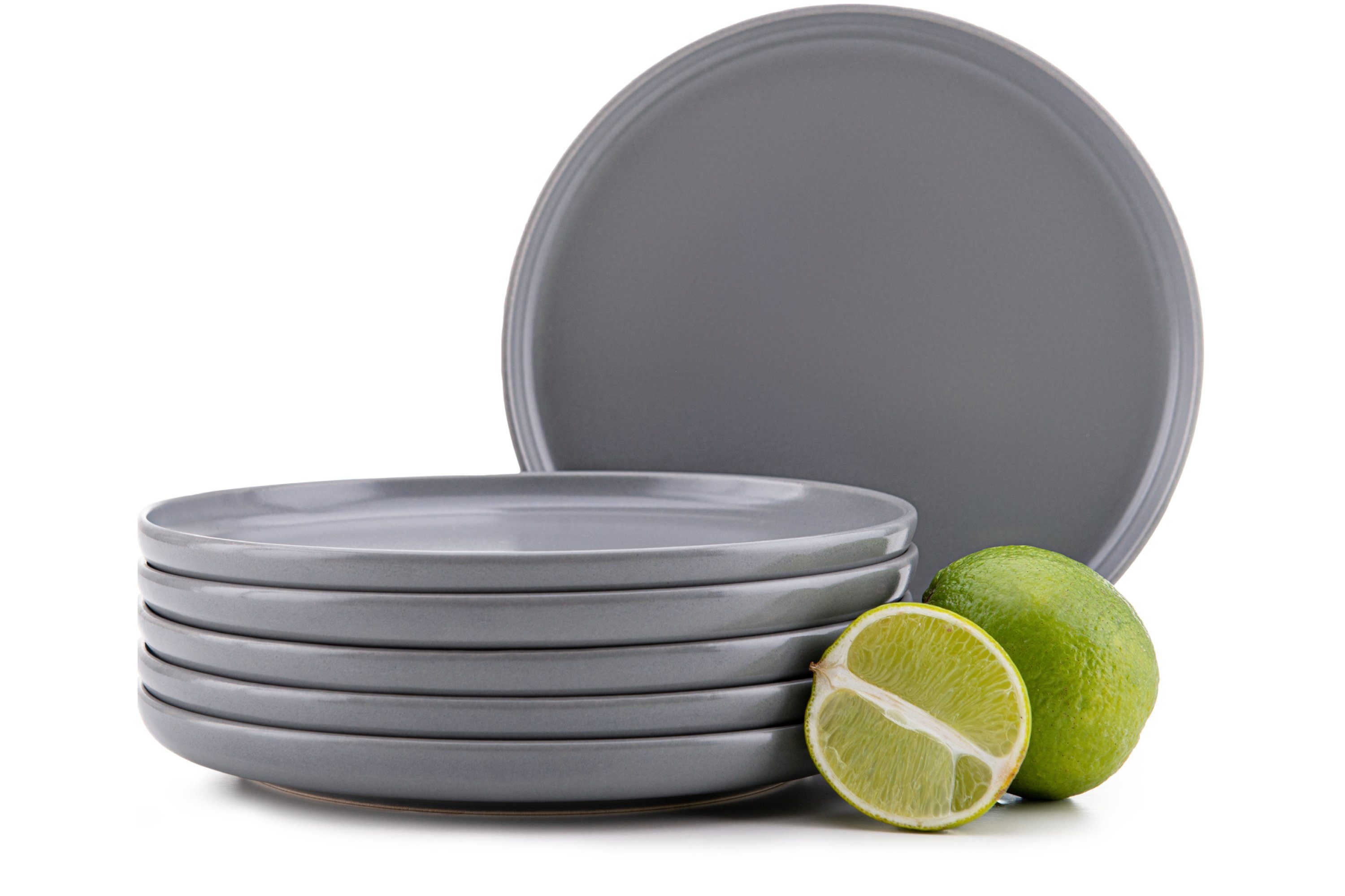 KONSIMO® Тарілки-Set VICTO Tafelservice hergestellt in der EU (6-tlg), 6 Personen, Steingut, spülmaschinengeeignet, mikrowellengeeignet, 6x Dessertteller
