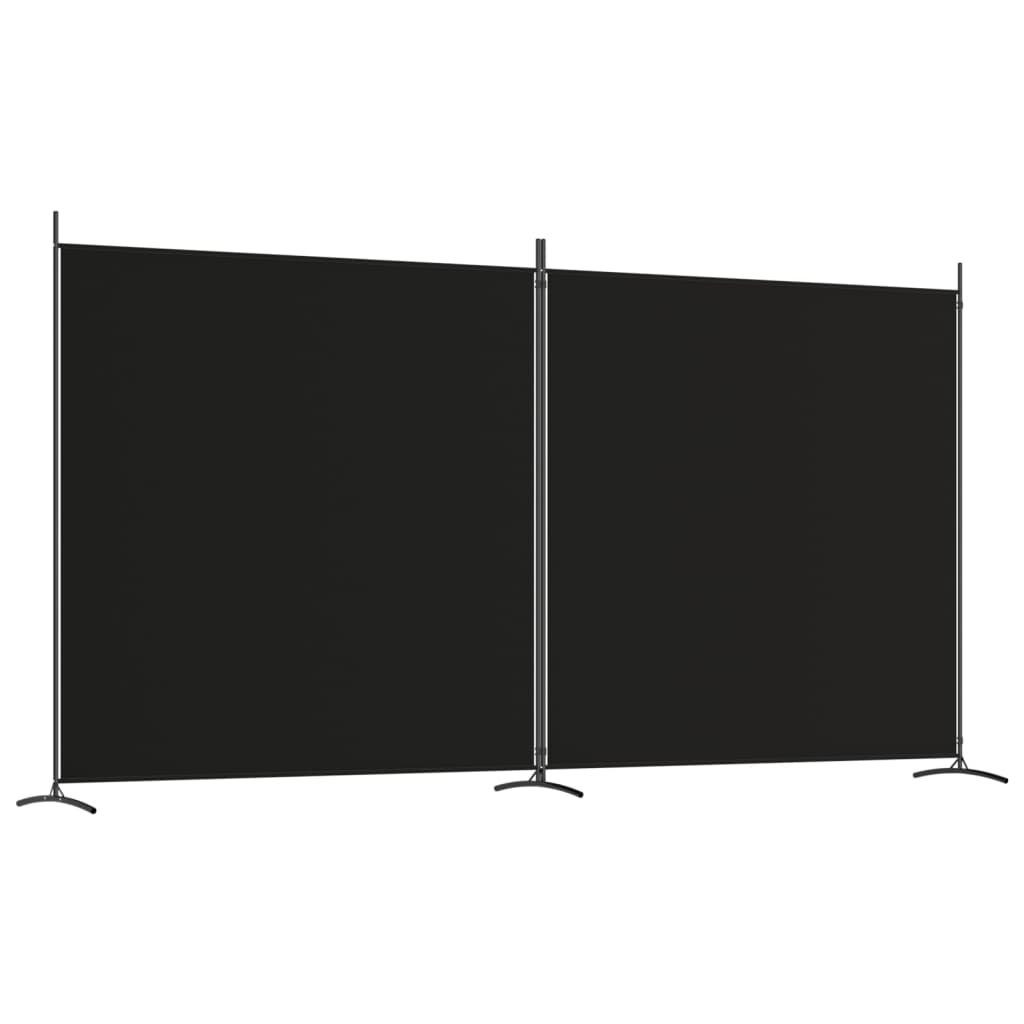 vidaXL Paravent 348 x 180 cm 2-tlg Paravent Schwarz 348x180 cm Stoff Spanische Wand Si