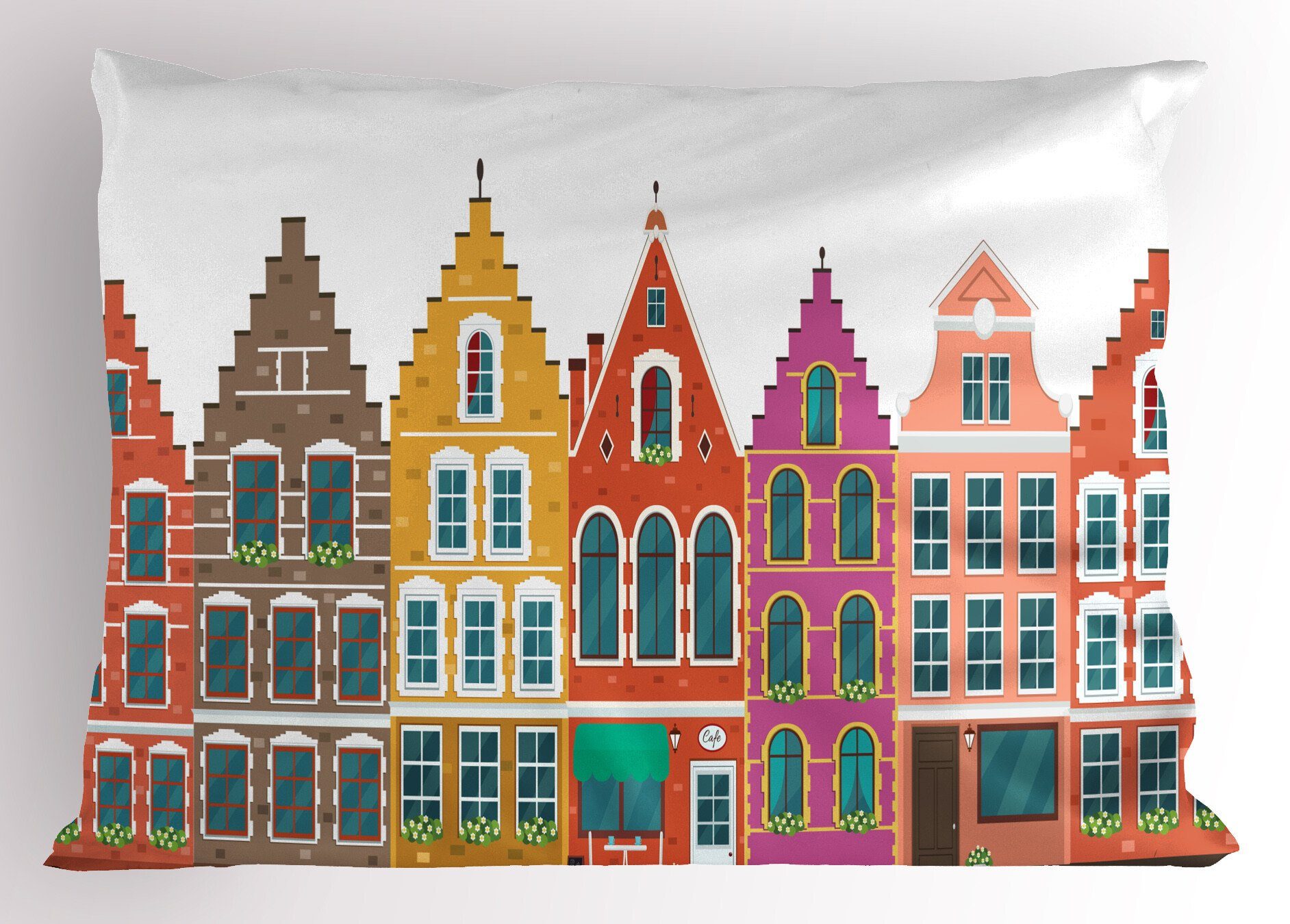 Kissenbezüge Dekorativer Standard King Size Gedruckter Kissenbezug, Abakuhaus (1 Stück), Amsterdam Europäische Bunte Häuser