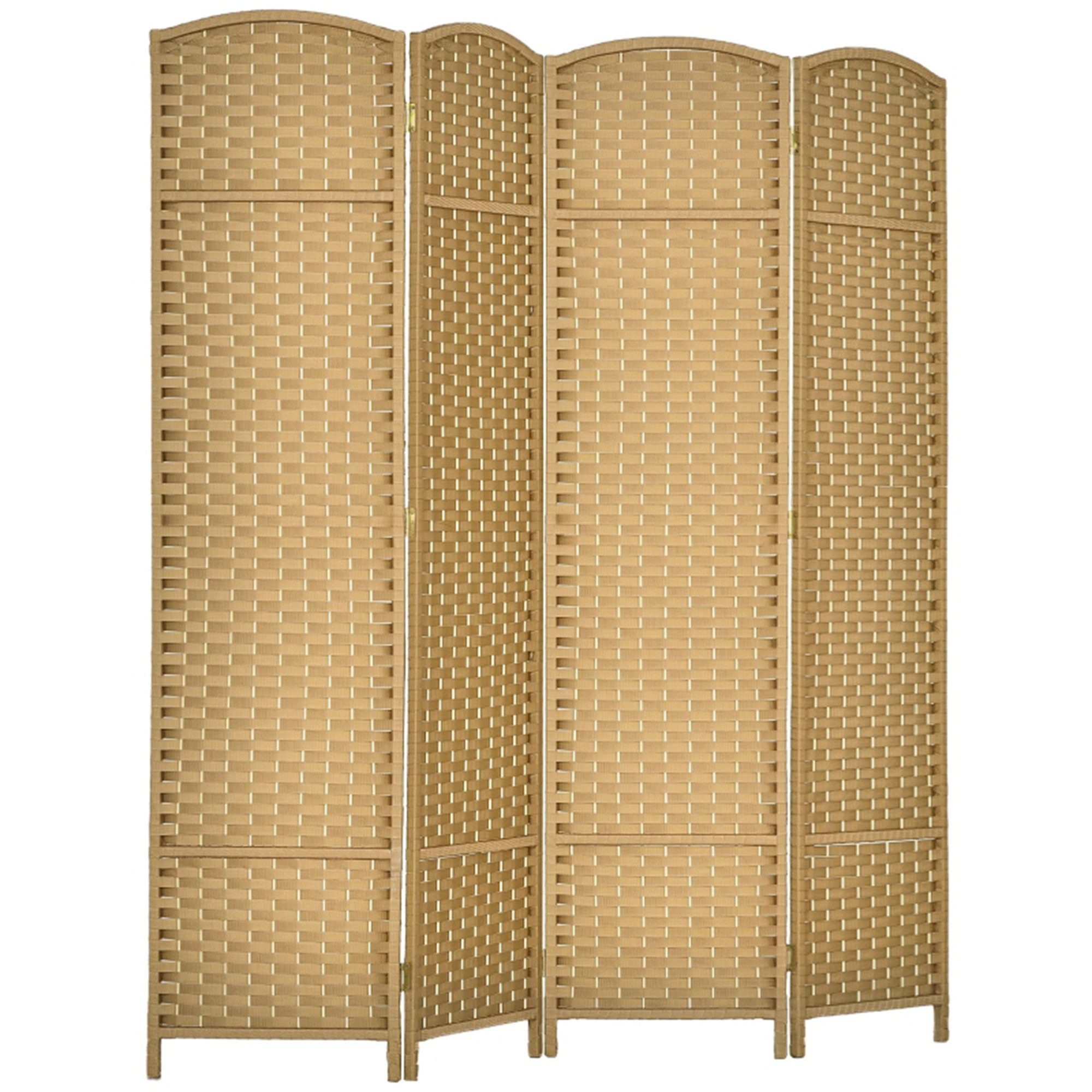 MC Star Paravent 4-teiliger Raumtrenner, Faltbarer Sichtschutz, Sichtschutzwand (für Wohnzimmer, Schlafzimmer, Homeoffice, Natur)