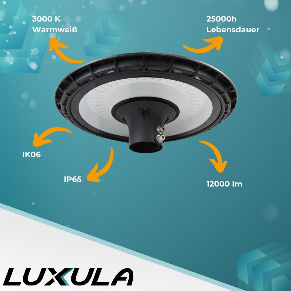 LUXULA LED Flutlichtstrahler LUXULA LED Straßenleuchte 120 W 3000 K Warmweiß Schwarz, Warmweiß