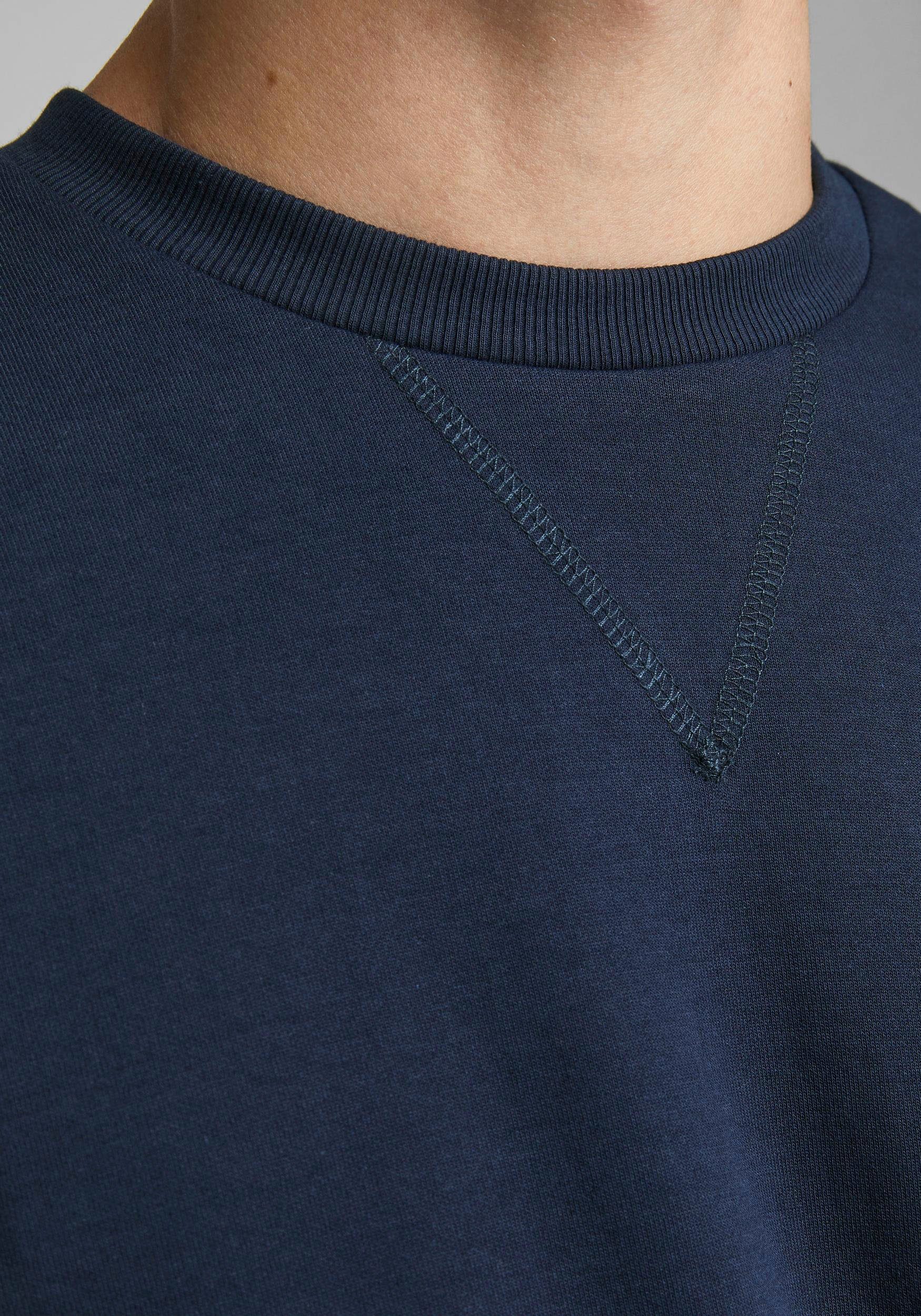 Jack & Jones Sweatshirt JJEBASIC mit Flaglabel und weicher Baumwollmischung unifarben, modisch, regular fit, Baumwolle, Rundhals