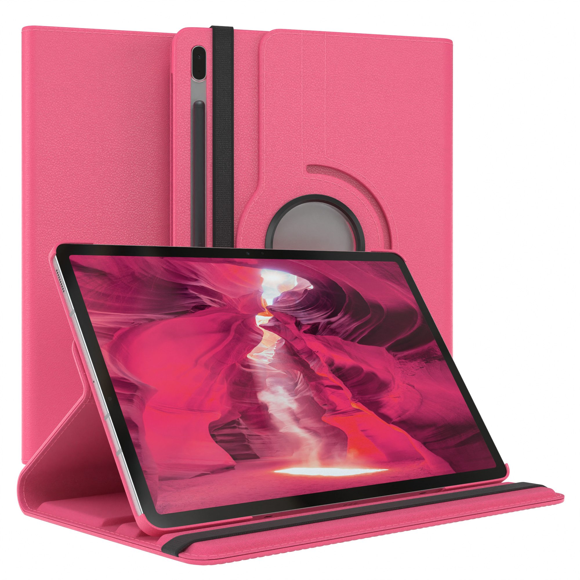 EAZY CASE Tablet-Hülle Rotation Case für Samsung Galaxy Tab S7 FE / 5G 12,4 Zoll, Klapphülle zum Aufstellen Rundum Hülle Book Tablet Slim Klappcase Pink