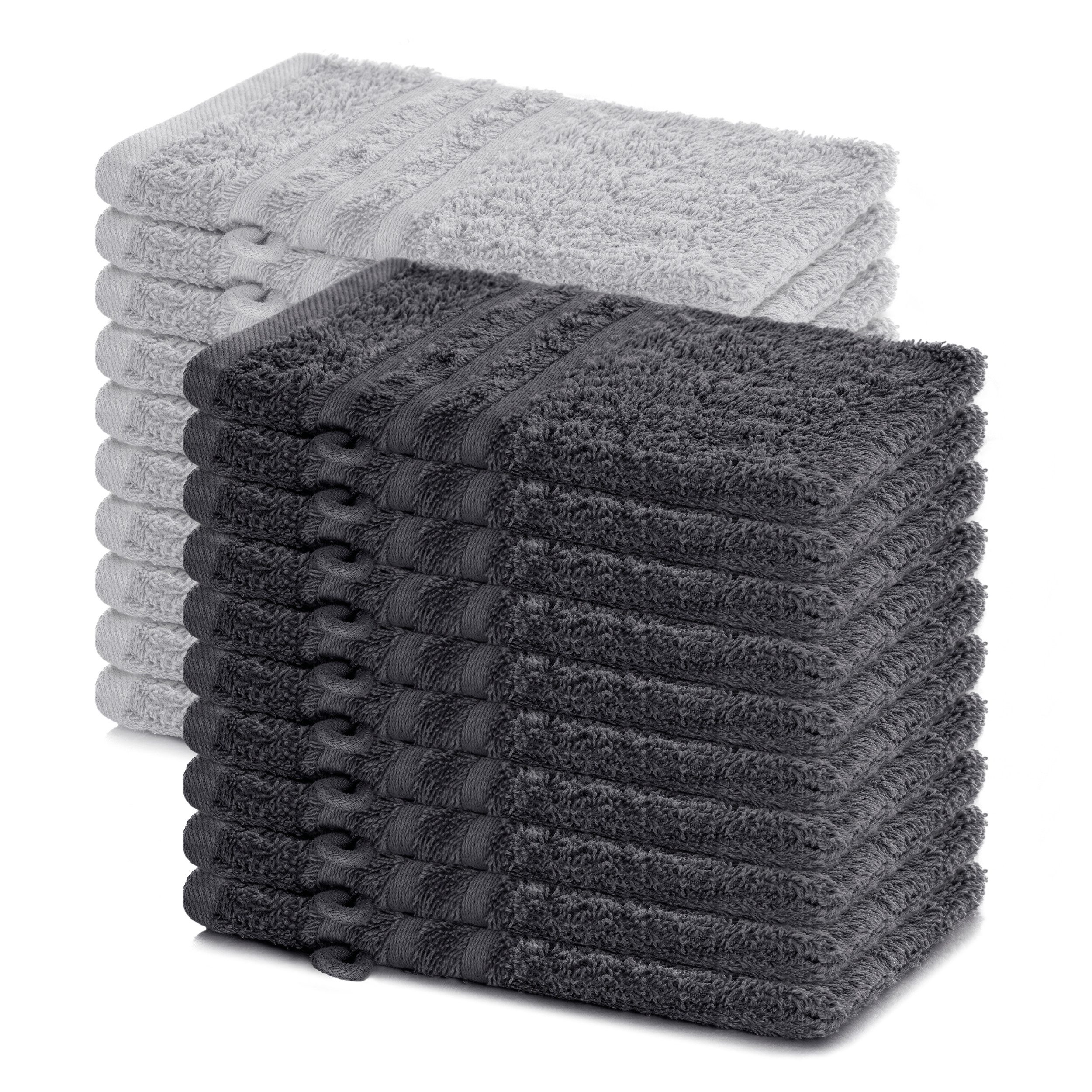Lavea Waschhandschuh 20er Set Waschhandschuhe, 15 x 21 cm, Elena-Frottierserie, Waschlappen, (20-St), 500 g/m² Frottier, weich & saugstark, pflegeleicht