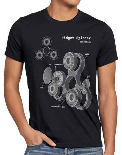 style3 Print-Shirt Herren T-Shirt Fidget Hand Spinner Handspinner Toy Blaupause Spielzeug Finger