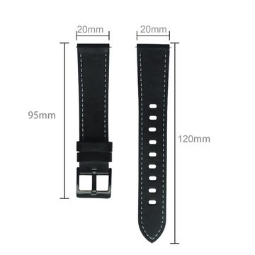 Cadorabo Smartwatch-Armband 20 mm, Smartwatch Ersatzarmband - 20mm - Leder