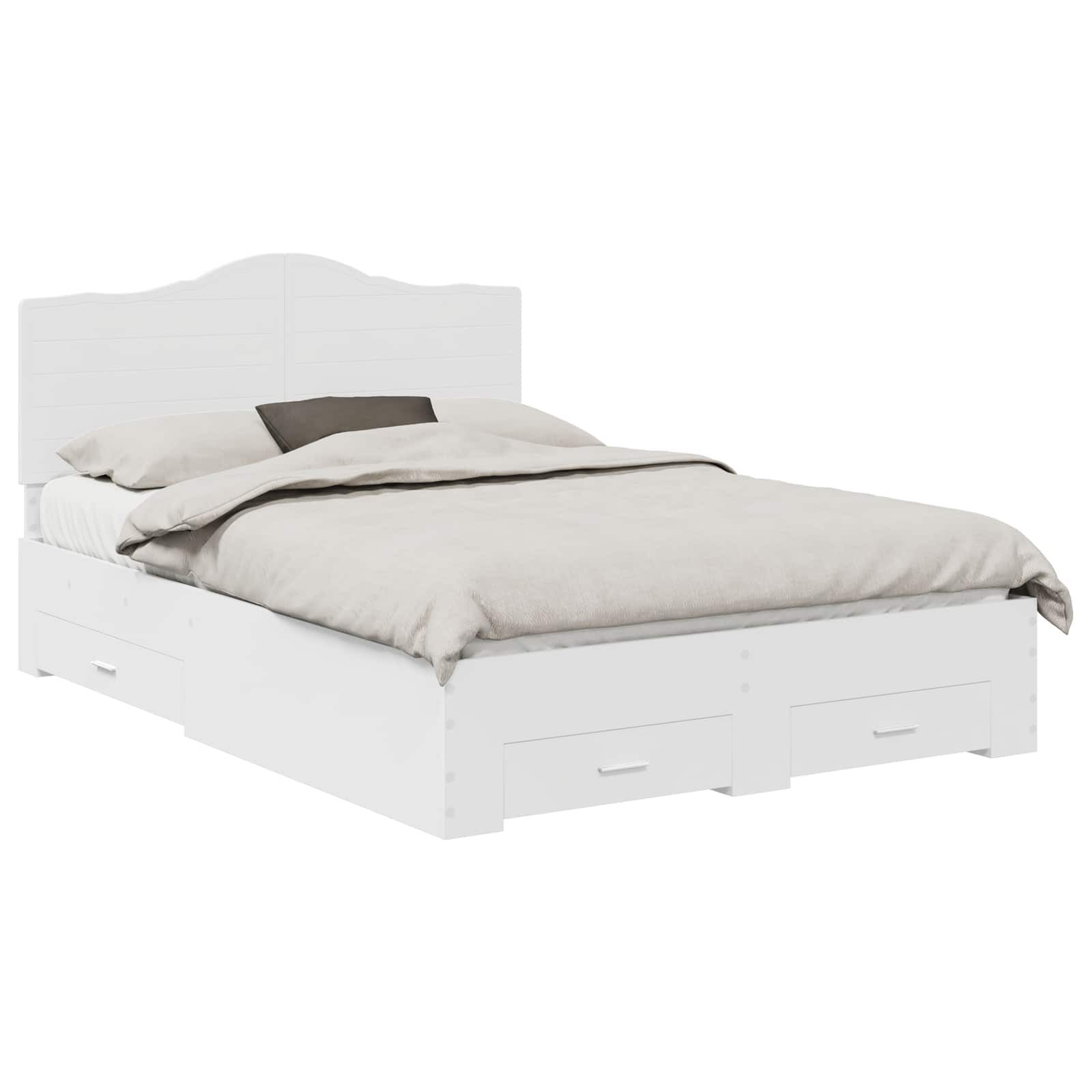 vidaXL Bett Bettrahmen mit Schubladen Weiß 160 x 200 cm Holzwerkstoff (1-tlg)