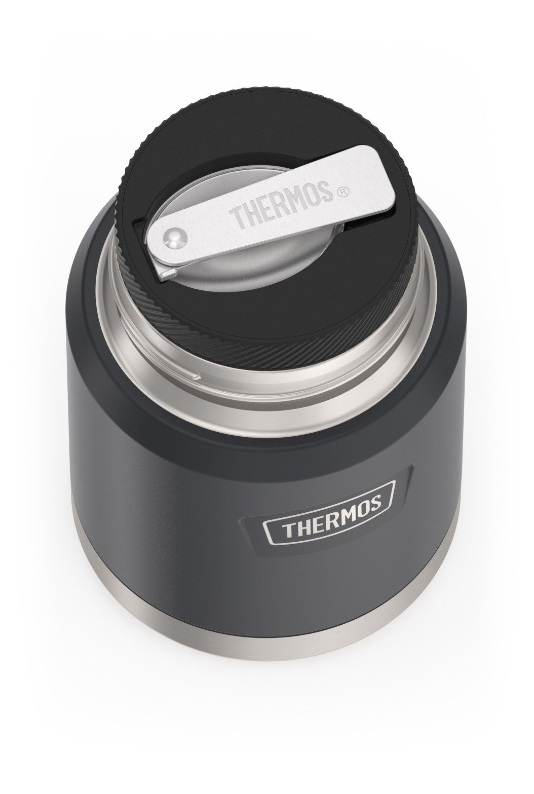 THERMOS Thermobehälter ICON FOOD JAR, Thermobehälter für Essen, spülmaschinenfest, Edelstahl, Kunststoff, Silikon, (1-tlg), 0,47l, 10h heiß & 24h kalt, dicht & auslaufsicher, mit Löffel