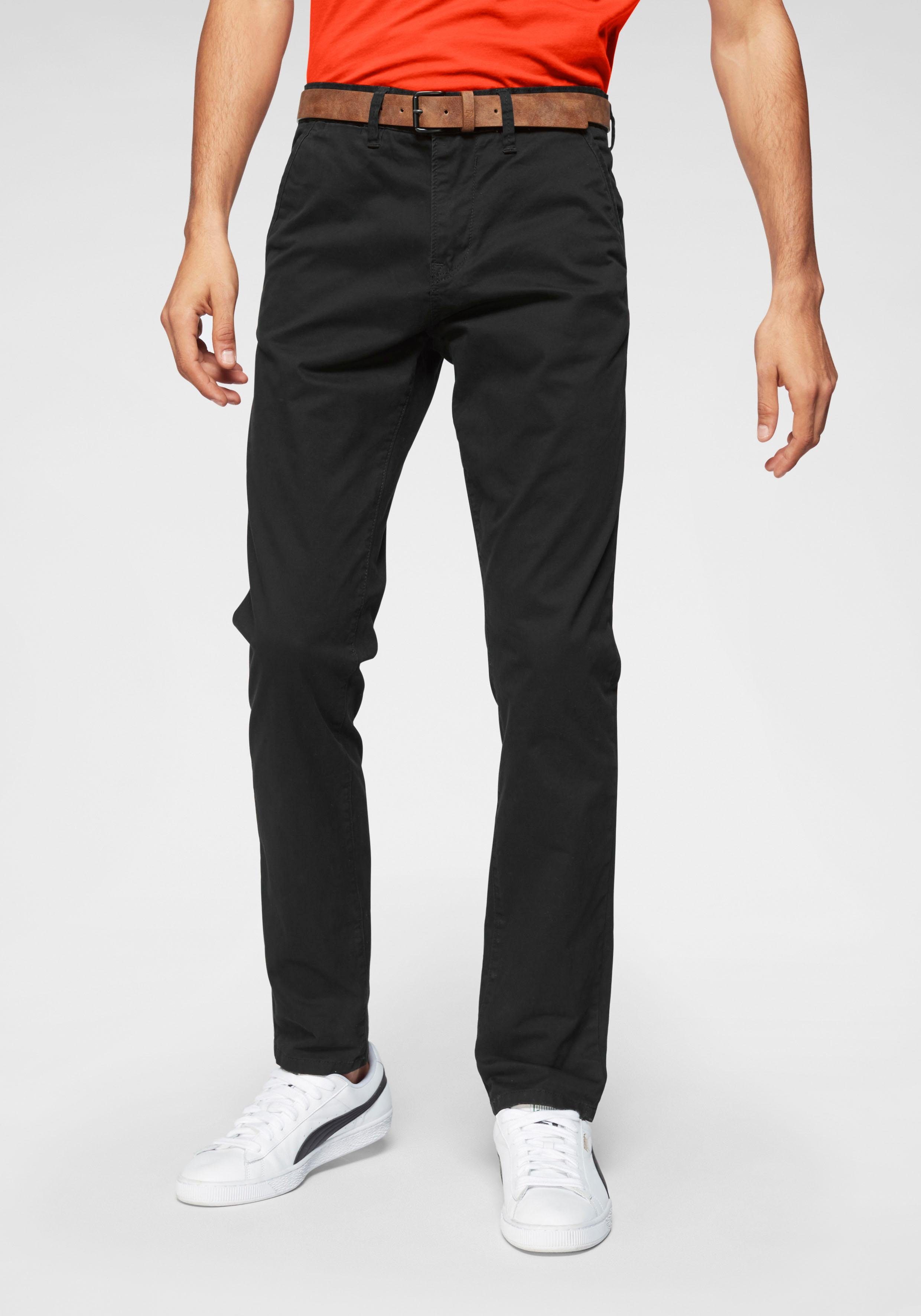 TOM TAILOR Denim Chinohose, (mit Gürtel), leicht vorgewaschen günstig online kaufen