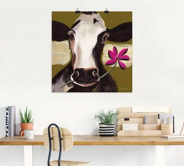 Artland Wandbild Glückliche Kuh I, Haustiere (1 St), als Leinwandbild, Poster in verschied. Größen
