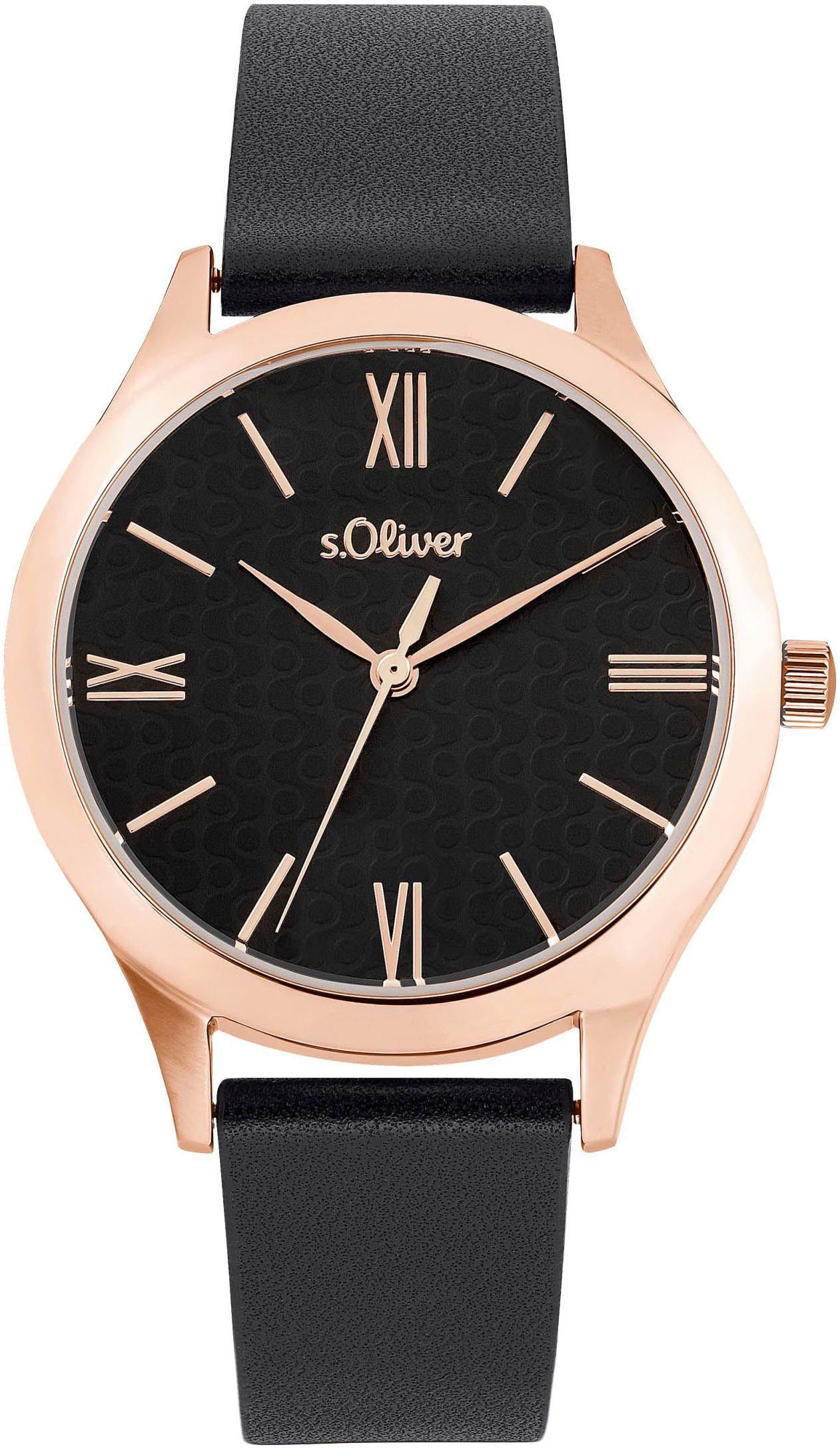 s.Oliver Quarzuhr 2035441, Armbanduhr, Damenuhr, analog, Lederarmband