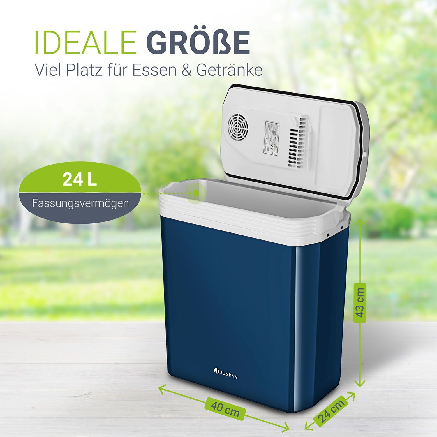 Juskys Kühlbox Nordpol, 24 l, leicht und mobil, mit ECO-Modus, 12 & 230 V Anschluss