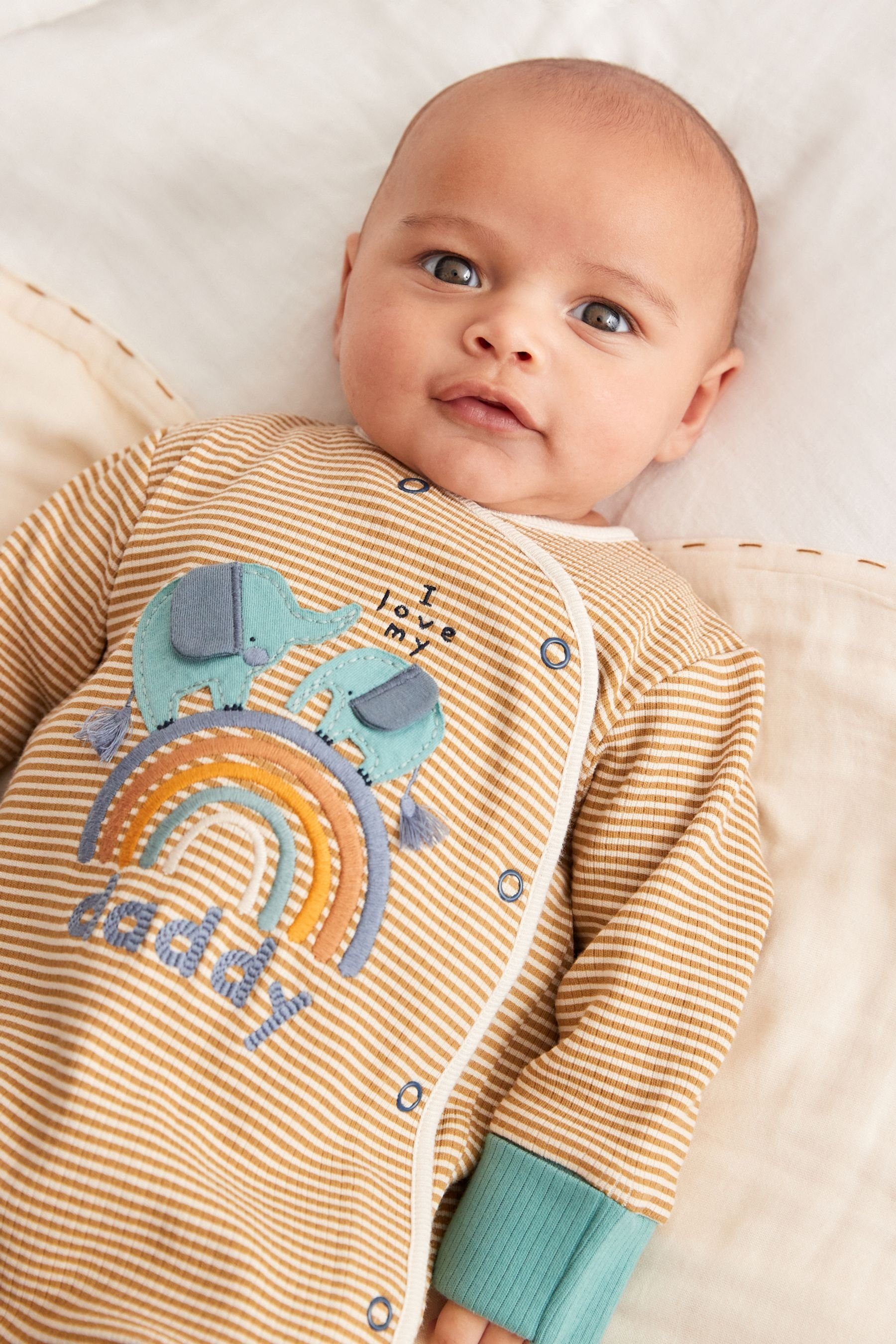Next Schlafoverall Baby-Schlafanzug mit Fuß Blue/Neutral Daddy und Figurenmotiv (1-tlg)