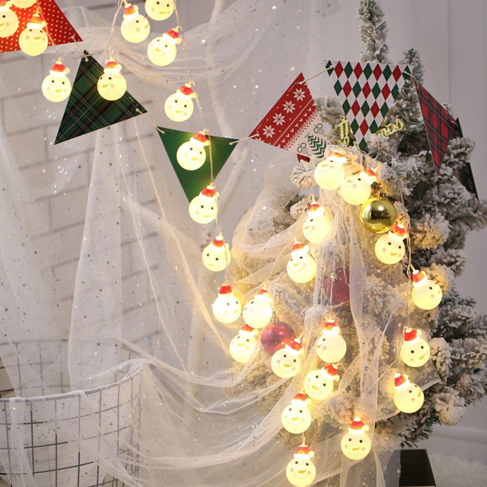 Weihnachten Deko, Schneemann Rosnek für Schneemann/Santa Party 1.5M, batteriebetrieben, Schlafzimmer LED-Lichterkette (Warmweiß) Claus