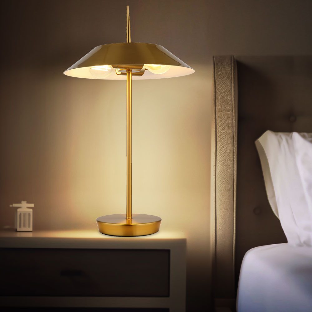 GLOBO LIGHTING LED Tischleuchte, Leuchtmittel inklusive, Warmweiß, Tischleuchte Metall messingfarben matt warmweiß LED D 30 cm H 52 cm