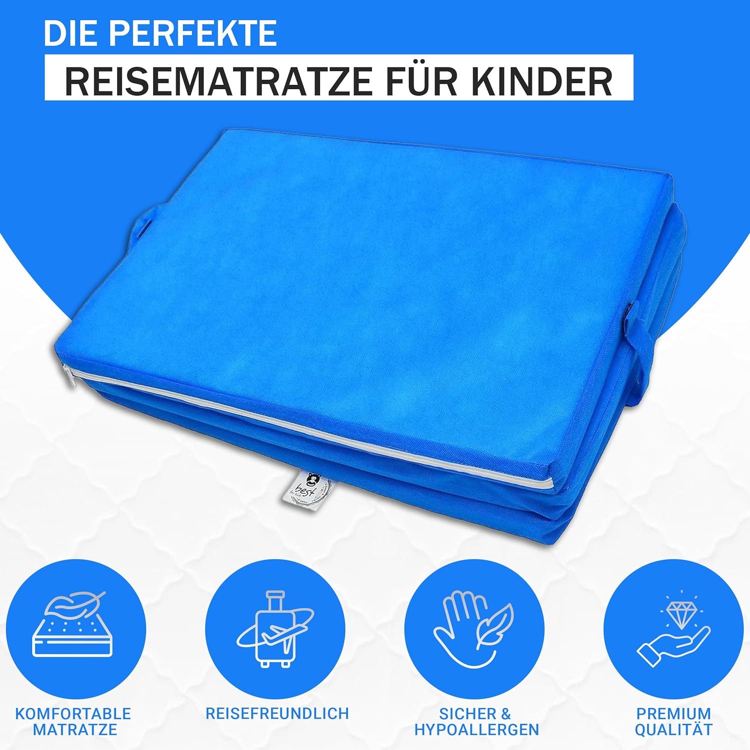 Babymatratze Faltbare Kindermatratze – Komfortabel, Antibakteriell & Vielseitig, Best for Kids, 2 cm hoch, (Matratze, Einzelprodukt), Faltbar, leicht transportierbar, hypoallergen, antibakteriell