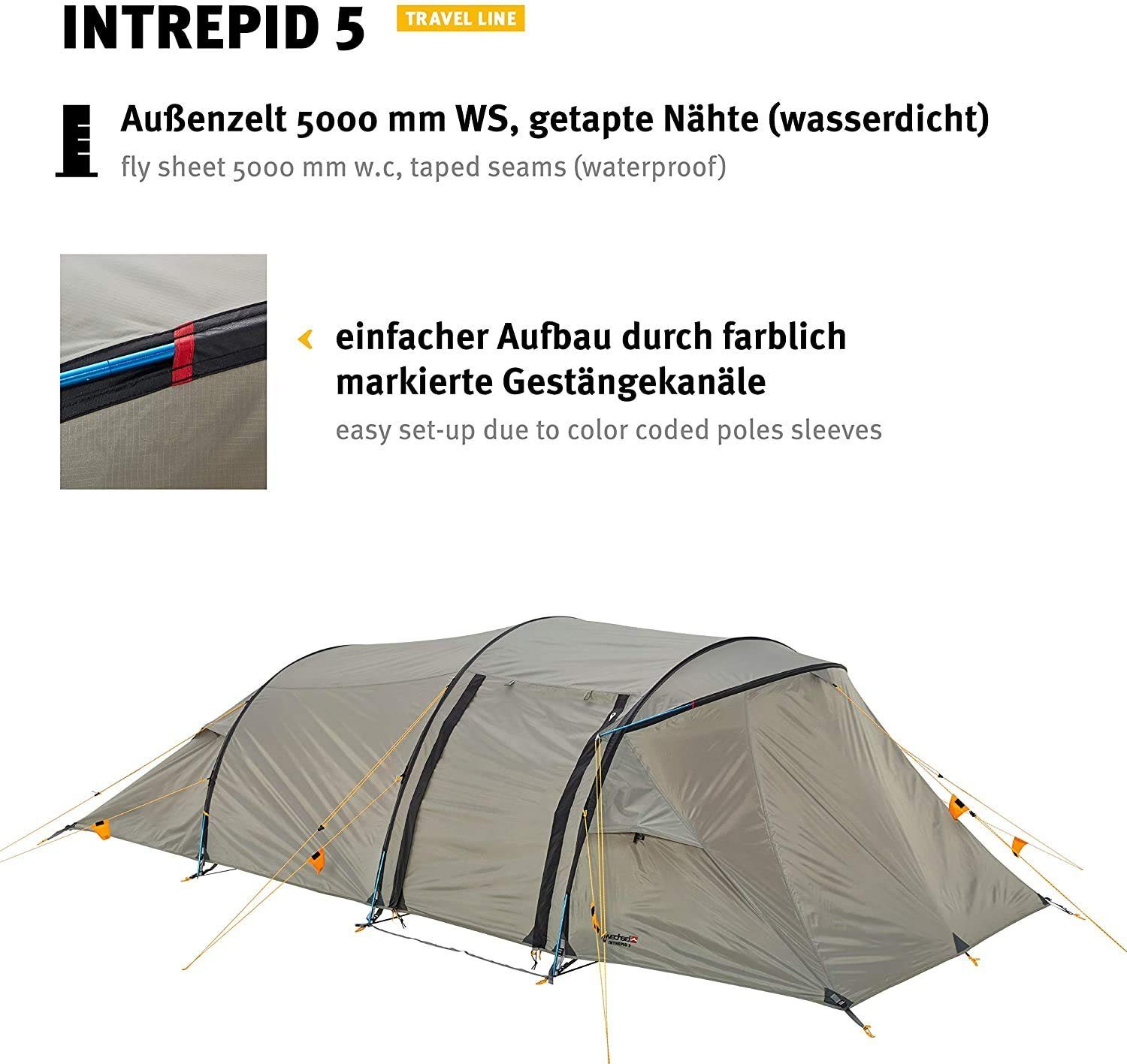 5 5 Personen: Line Intrepid Tunnelzelt 5-Personen Familienzelt, Travel - - Tents Wechsel