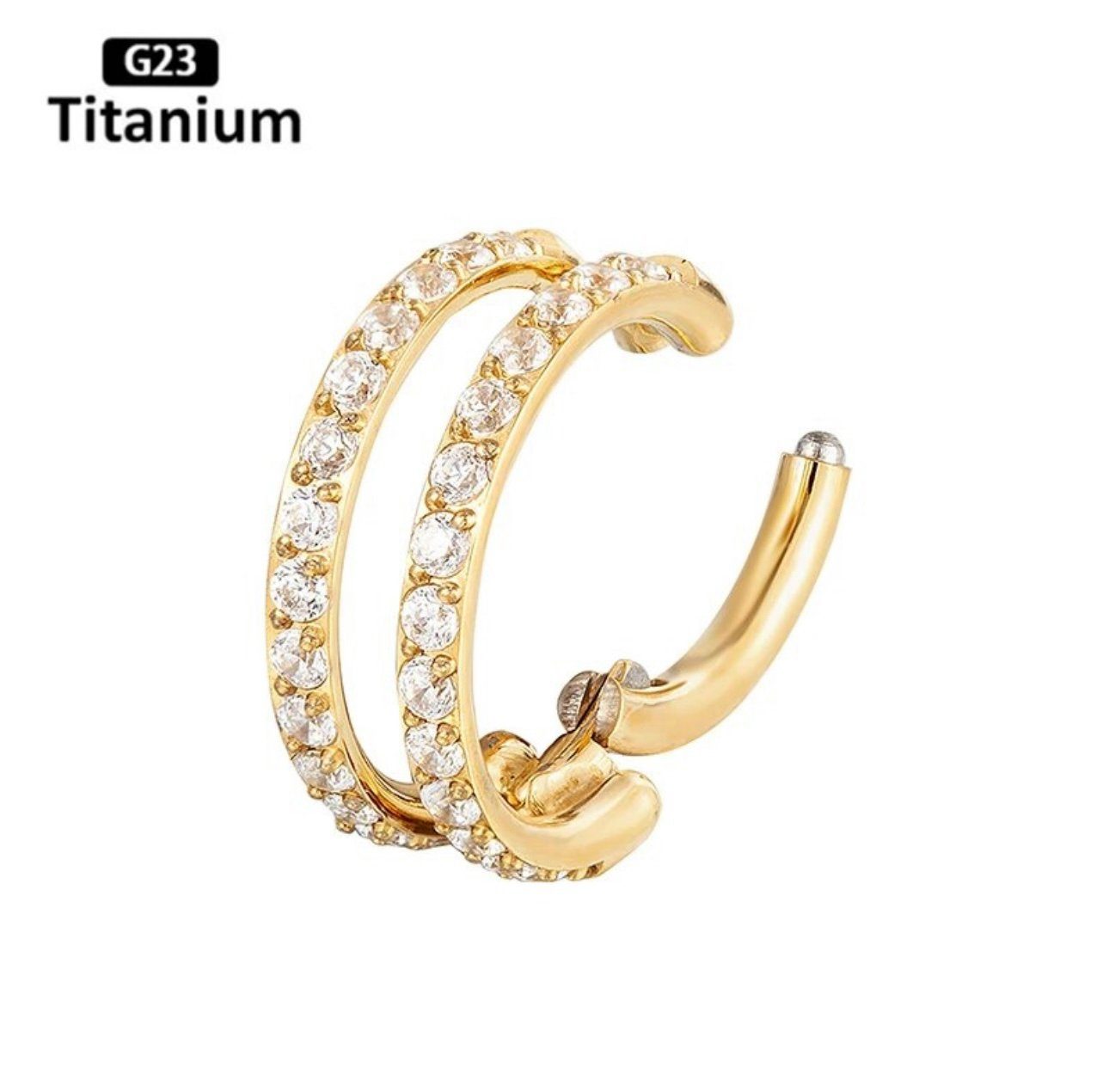Karisma Schmuck Nasenpiercing Titan 23 Hinged Segmentring Septum Charnier/Conch Clicker 2 Ringe, Piercing, Ohrring Premium Zirkonia Stärke 1,2mm