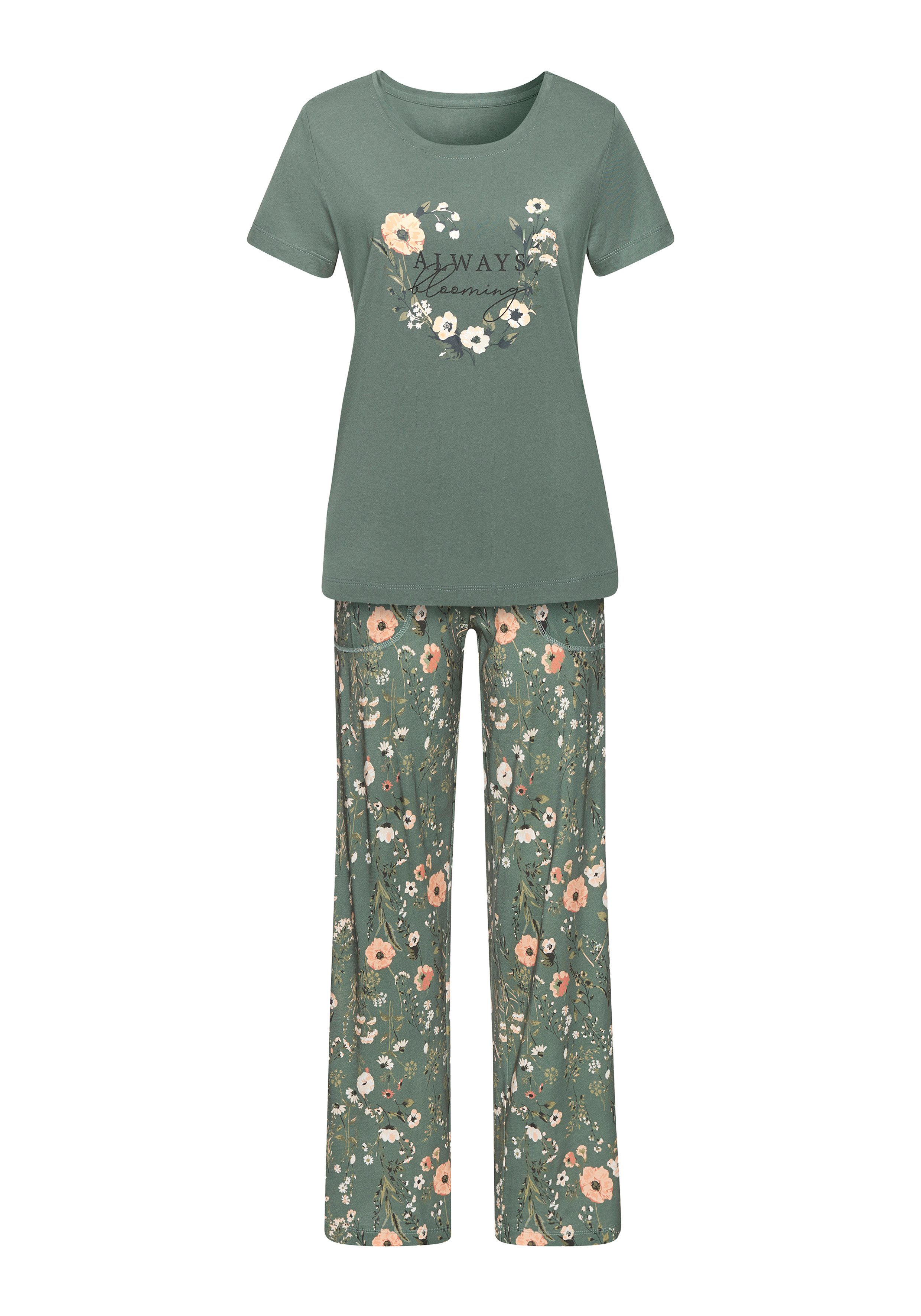 LASCANA Pyjama (Set, 2 tlg) mit schönem Blumenmuster