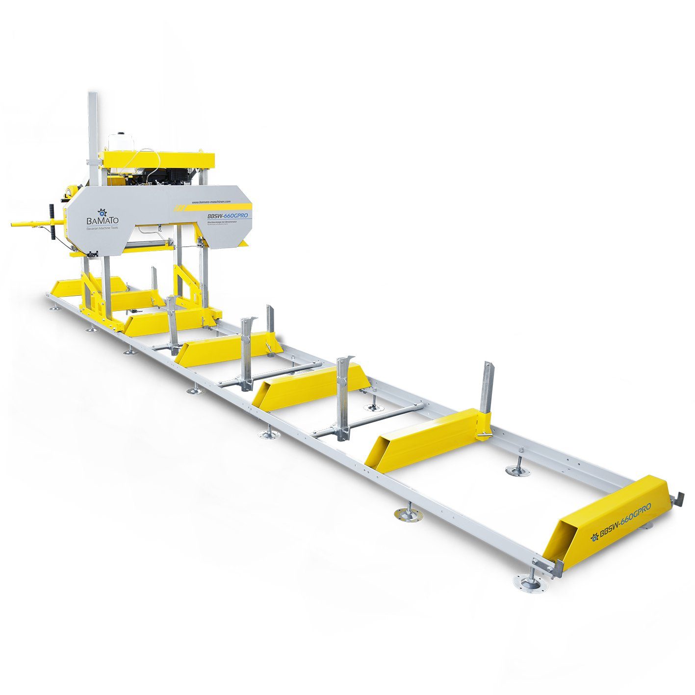 Sonderangebotspreis BAMATO Holzbandsäge 1-St., BBSW-660GPRO, E-Start Höhenverstellung, Laser, Benzin Blockbandsäge, elektrische