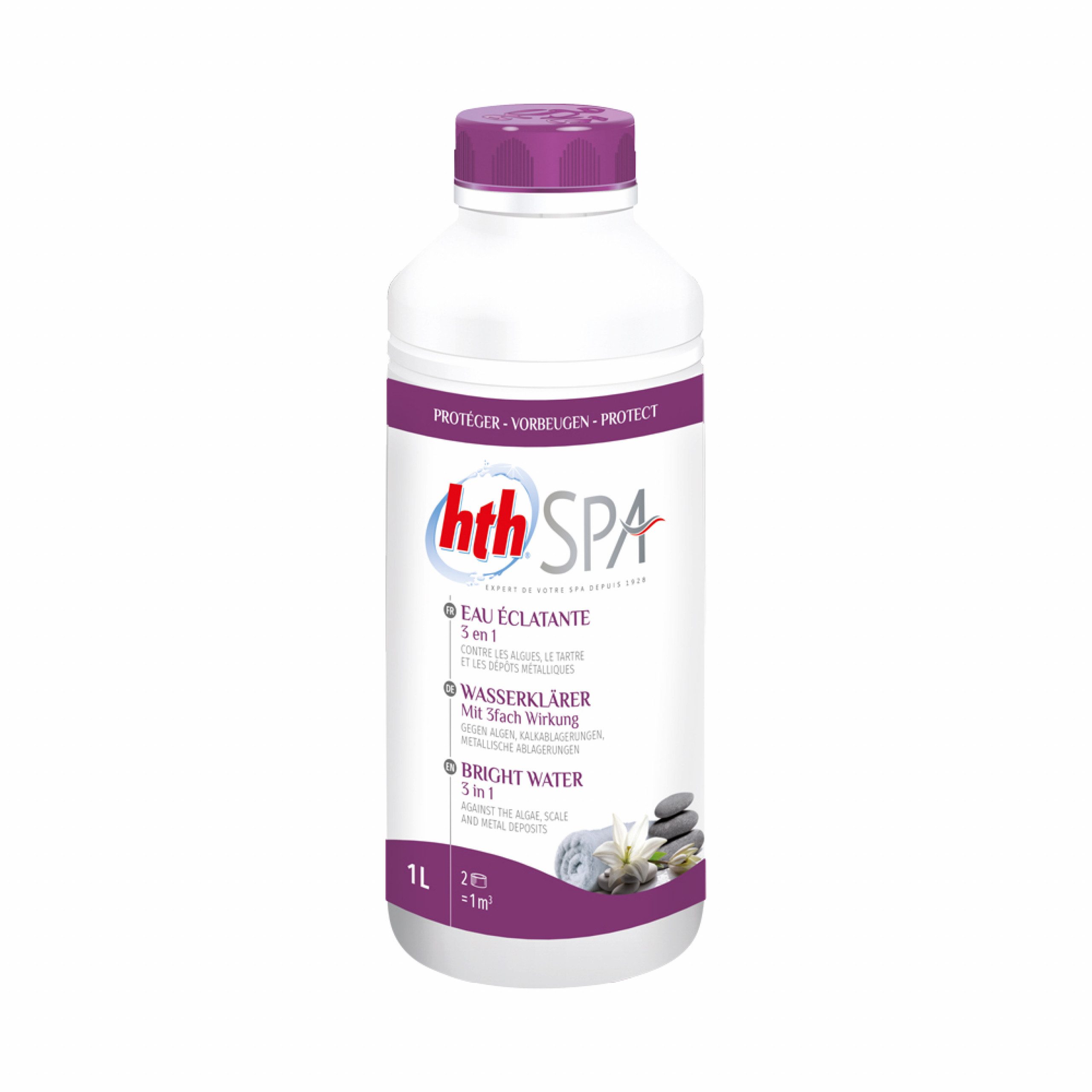 HTH Обслуживание бассейна hth Spa Wasserklärer 1 L (1000 ml) gegen Algen, Kalk und metallische